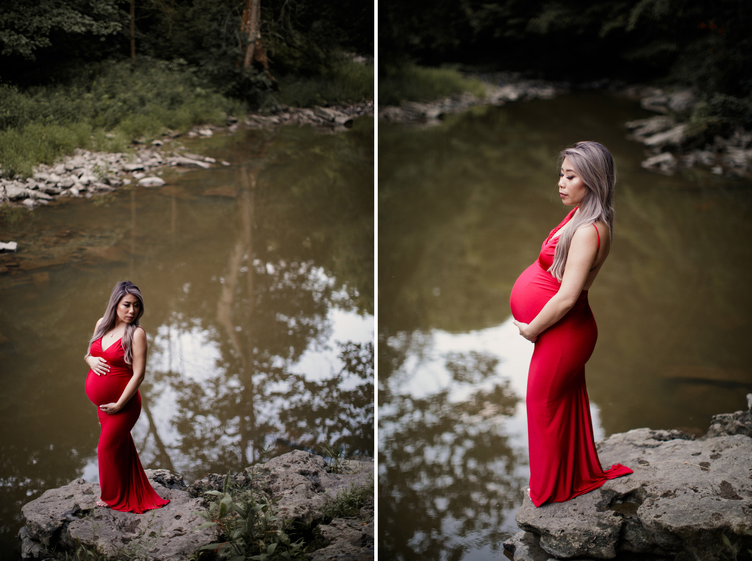 niagara maternity boudoir river rock nude pregnant