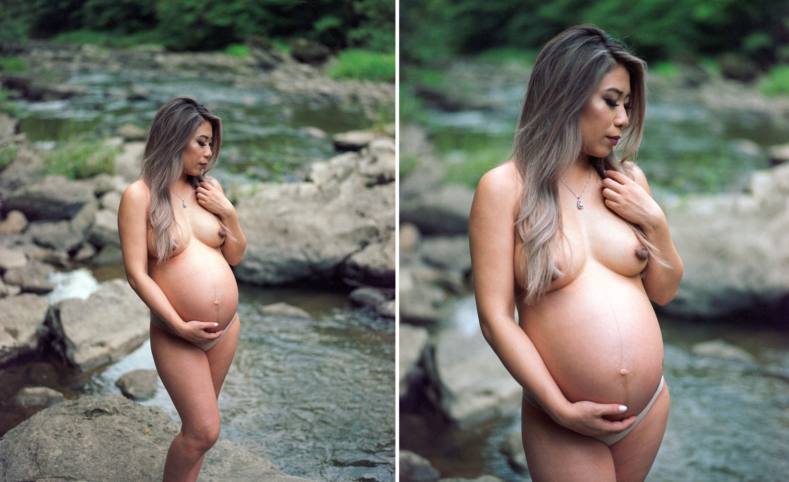 niagara maternity boudoir river rock nude pregnant