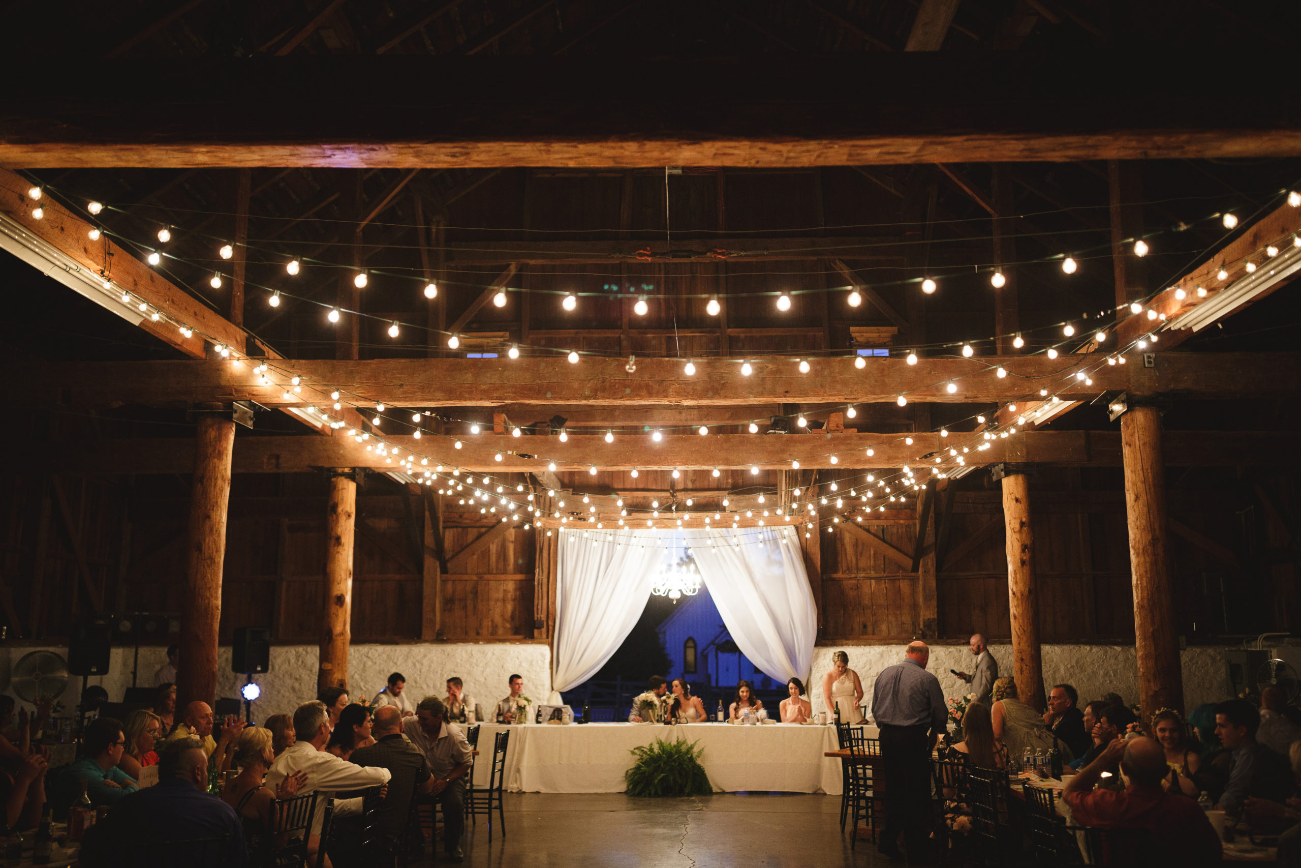 d Balls Falls Big Barn Wedding Reception Indoor