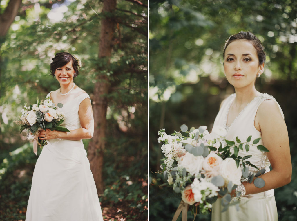 two brides wedding first look niagara on the lake forest bloom and co