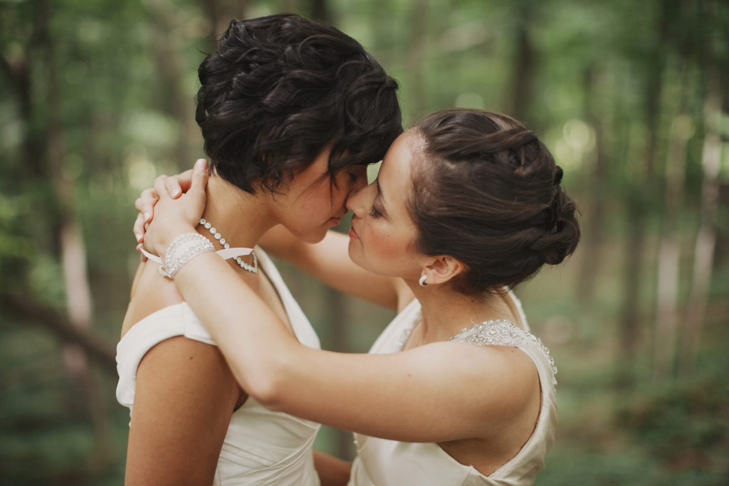 romantic wedding photography niagara same sex brides lgbtq forest