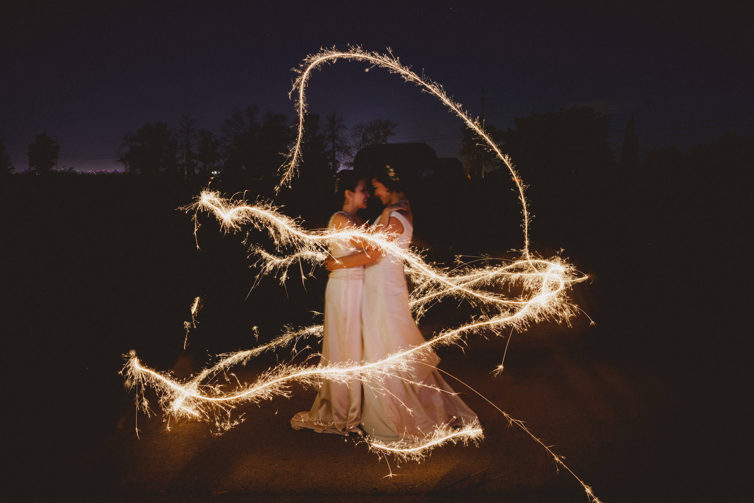 wedding night sparklers send off same sex lgbtq niagara photography