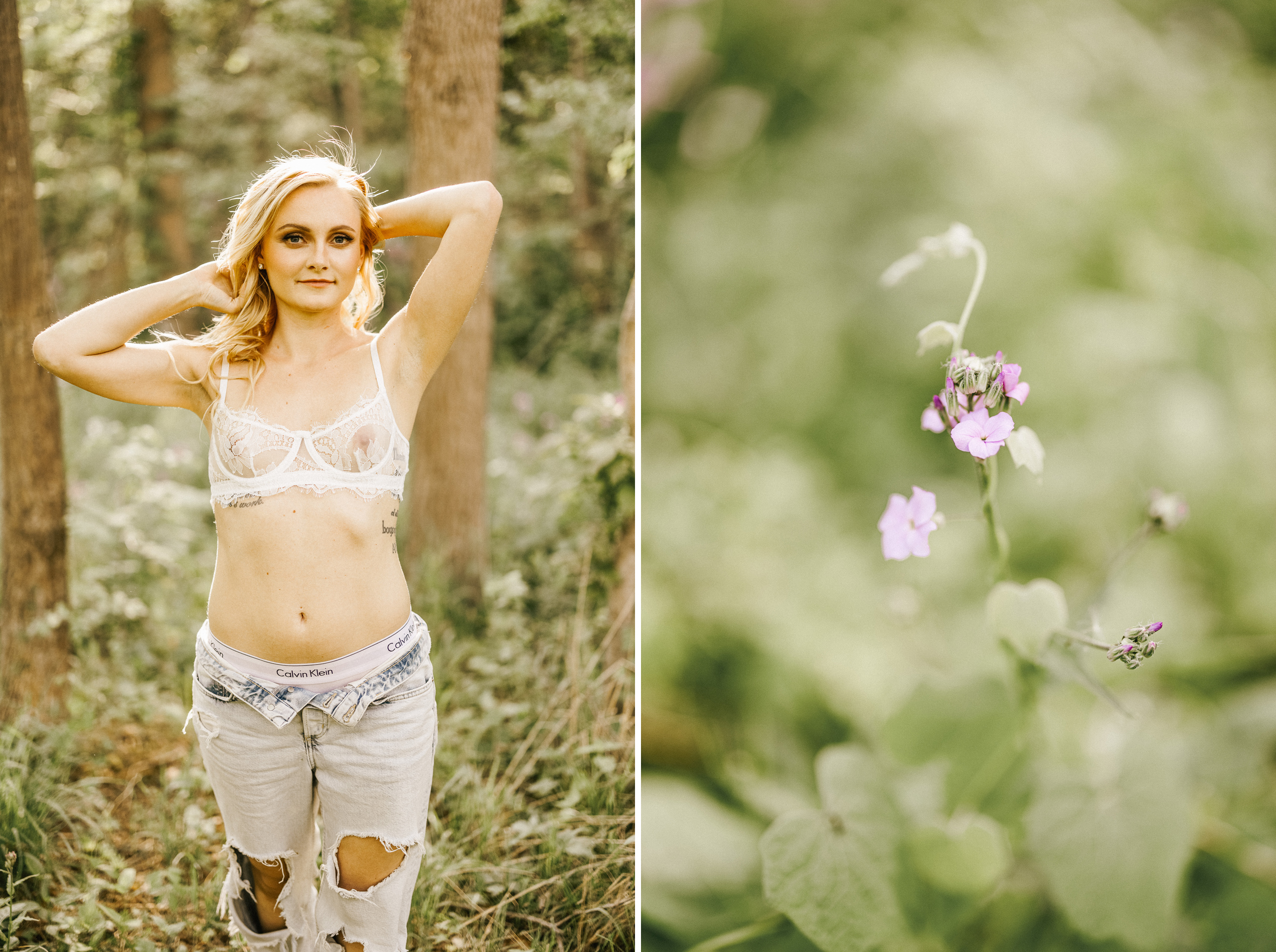 forest boudoir bride niagara ripped jeans