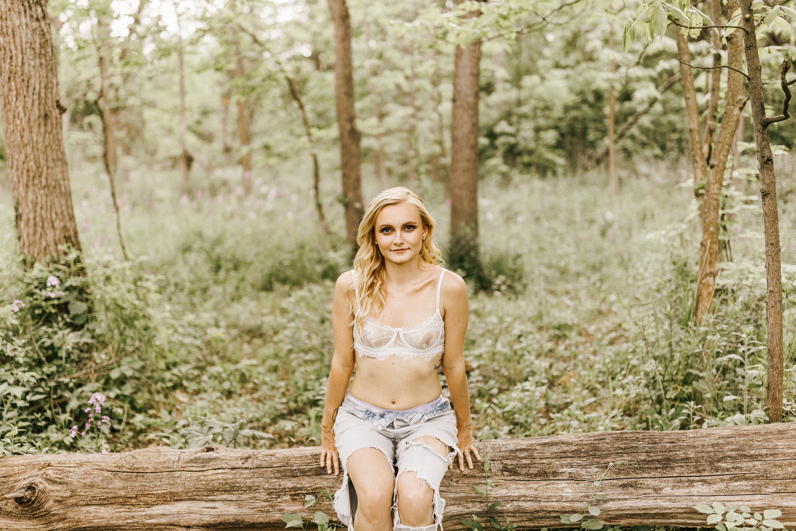 forest boudoir bride niagara ripped jeans