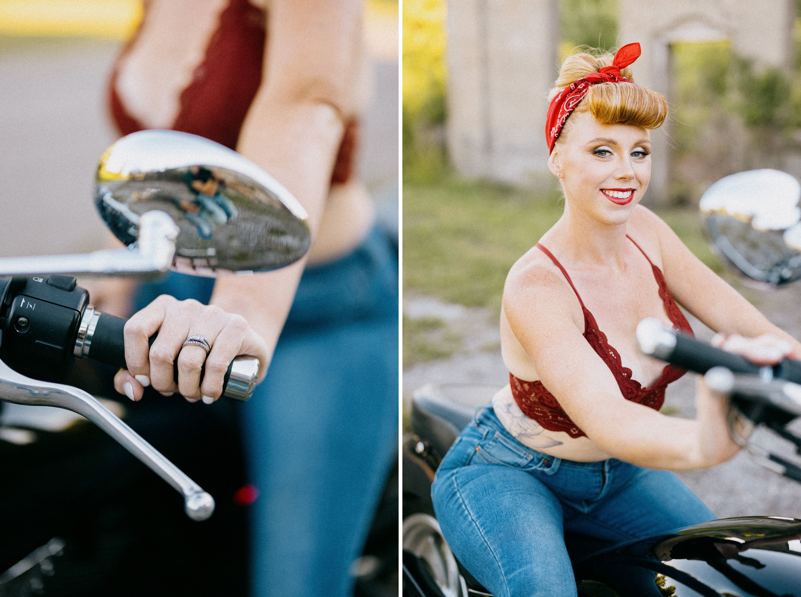 lingerie sexy curvy redhead boudoir niagara outdoor photography motorcycle