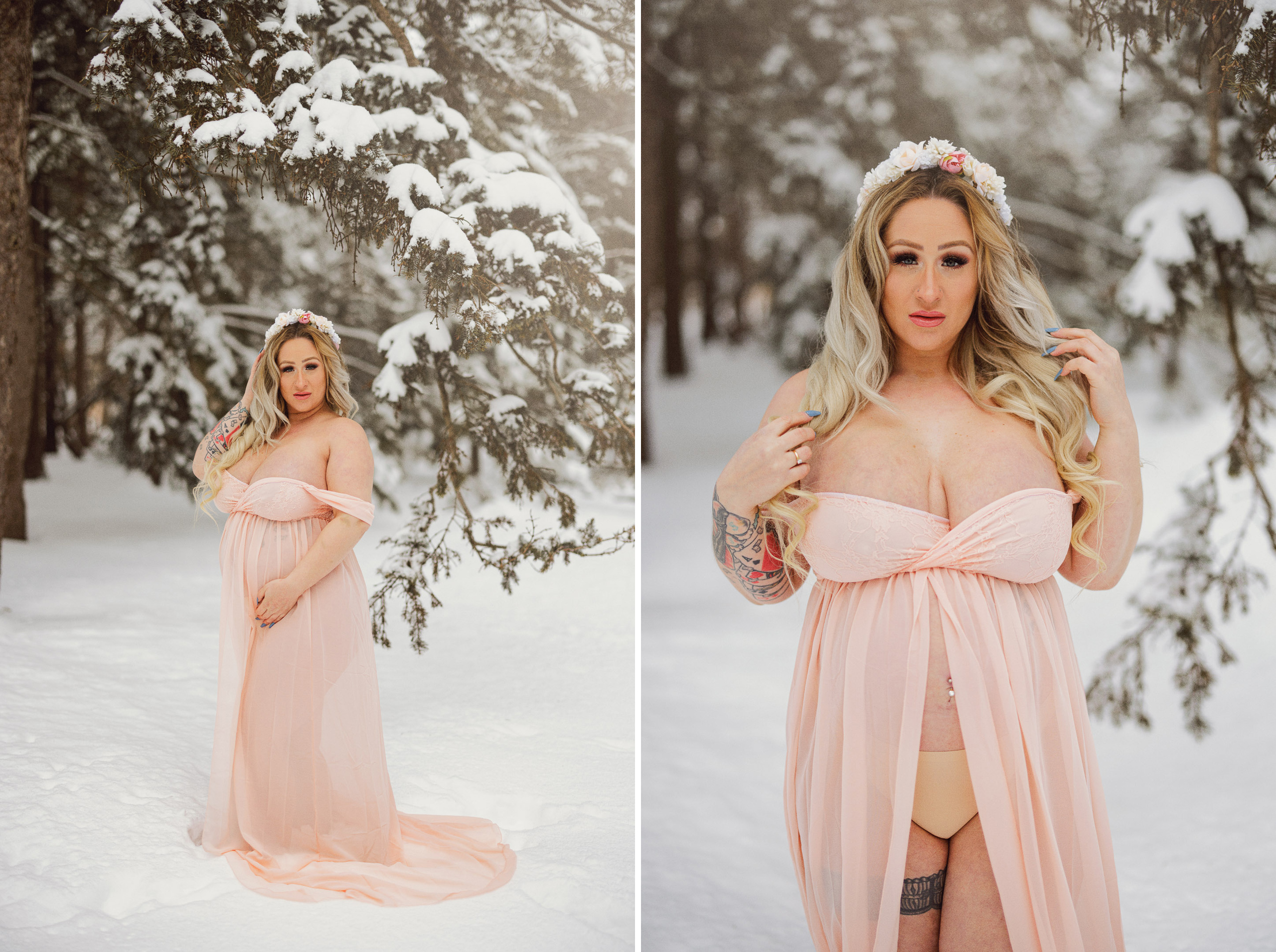 outdoor winter maternity session niagara afterglow images