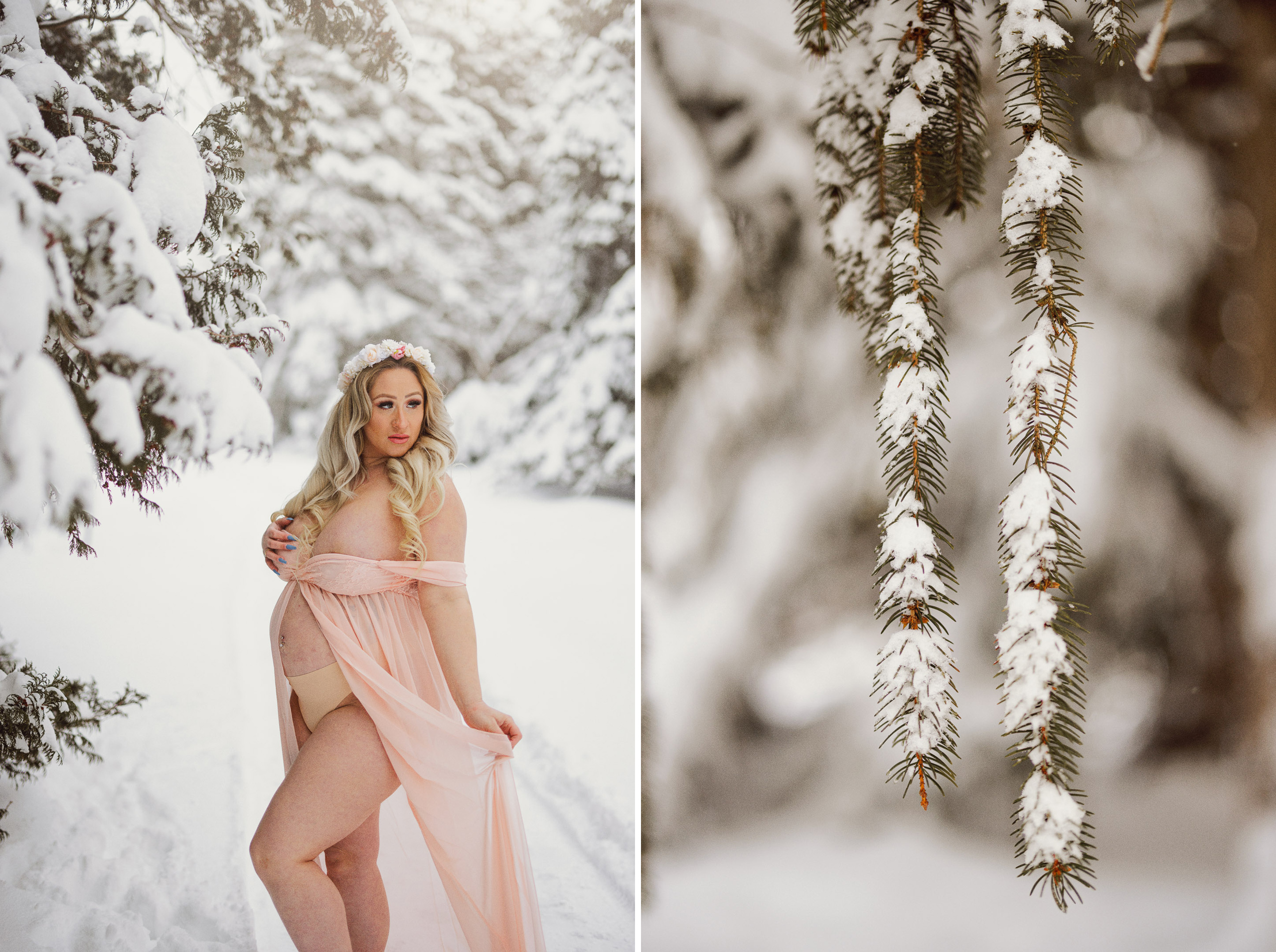 sexy outdoor winter maternity session niagara photographer afterglow