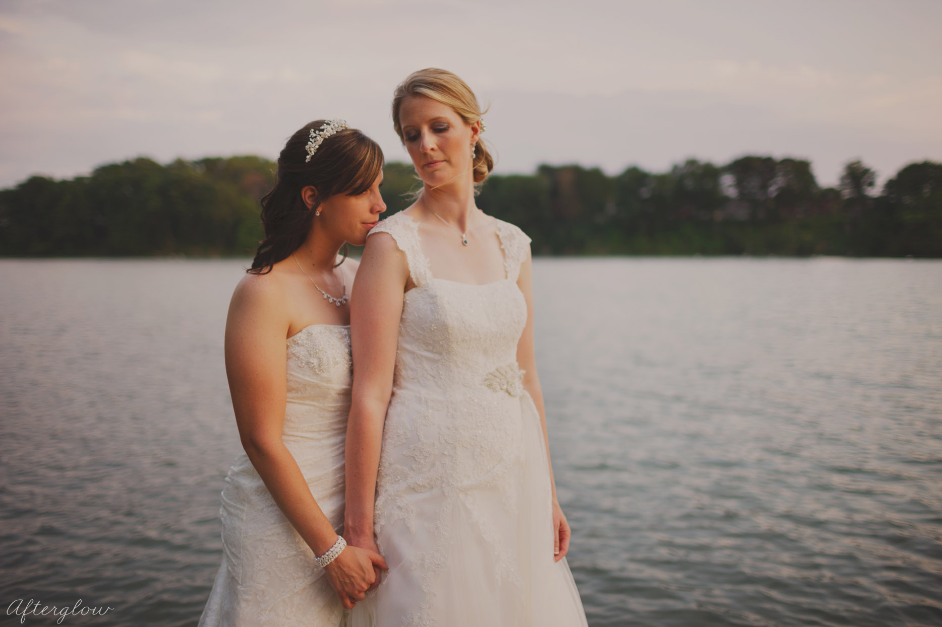same sex wedding portraits by the water