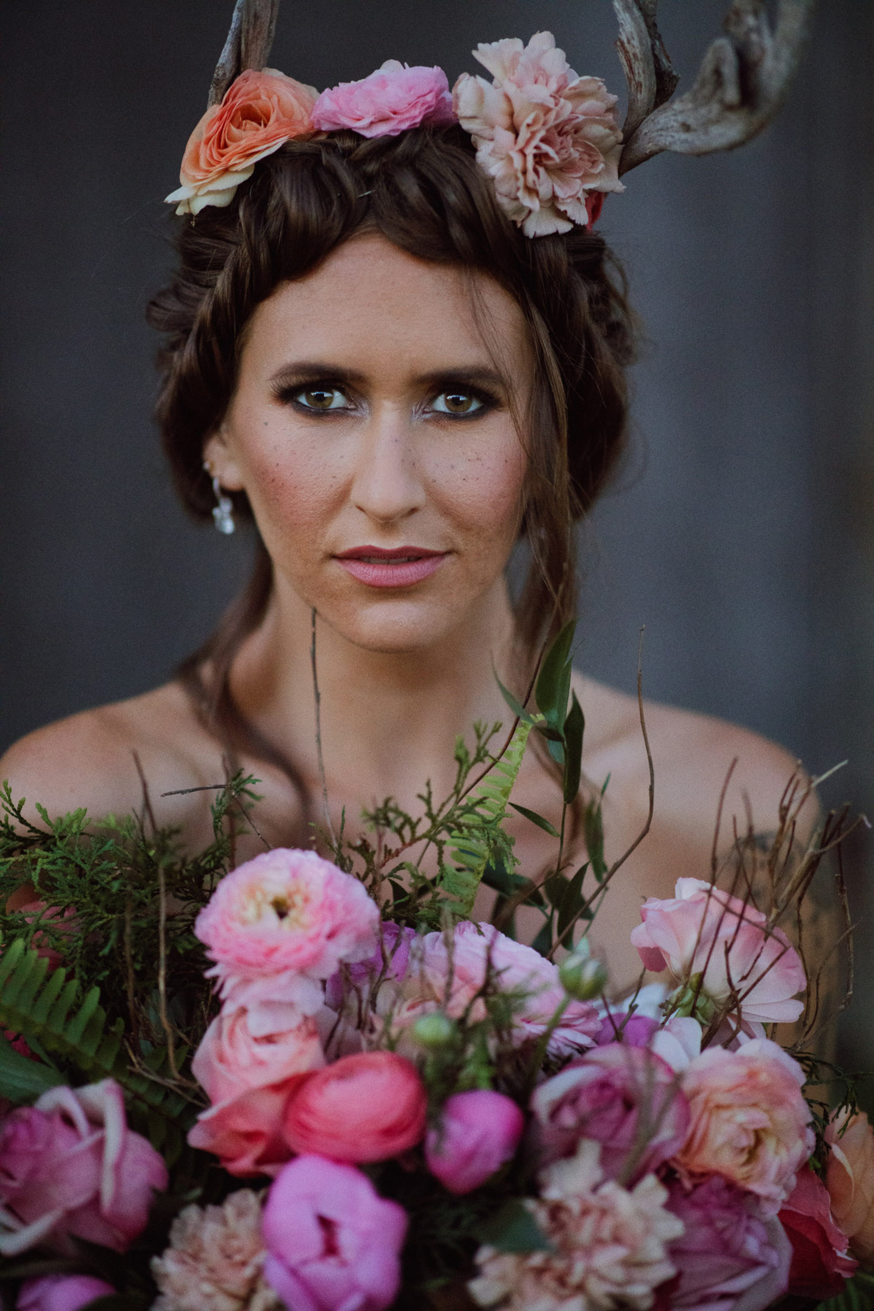 film photographer afterglow styled bride flower crown cave spring winery