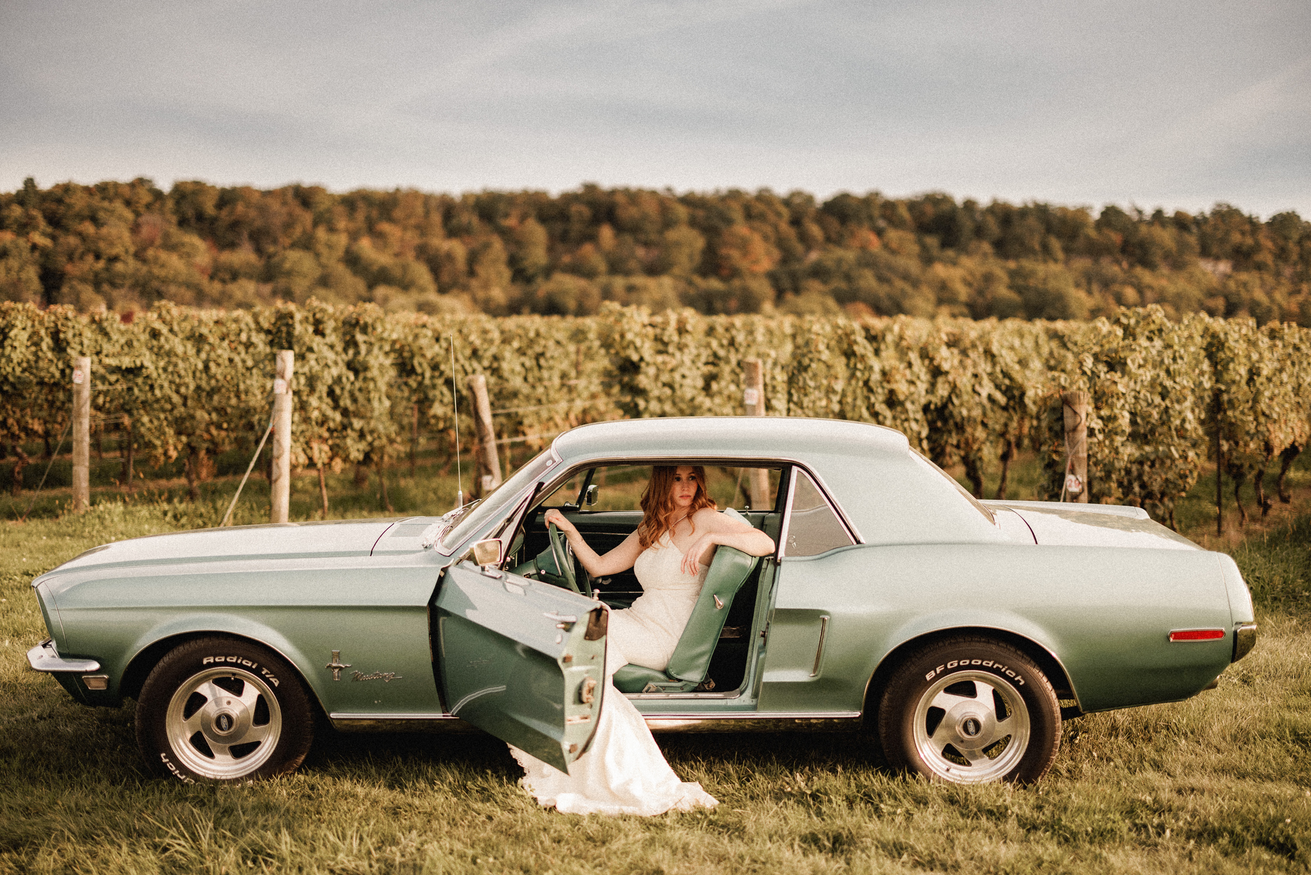 cave spring vineyard wedding autumn fall afterglow images classic car redhead bride