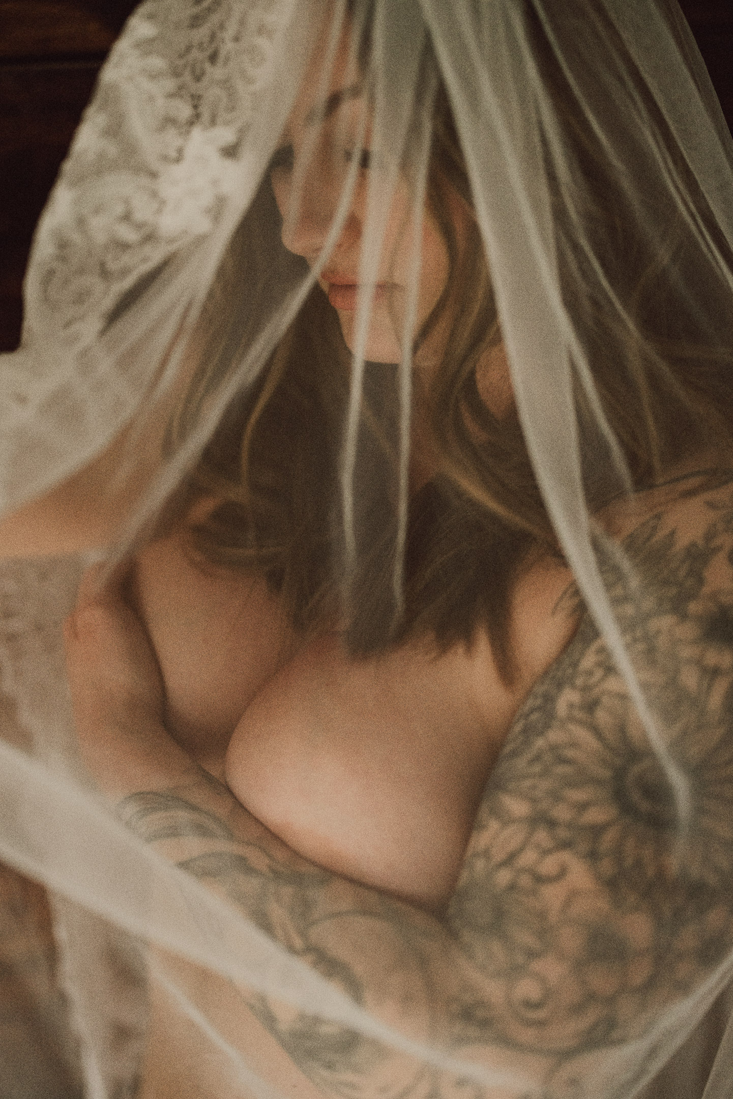 Bridal Boudoir with wedding veil