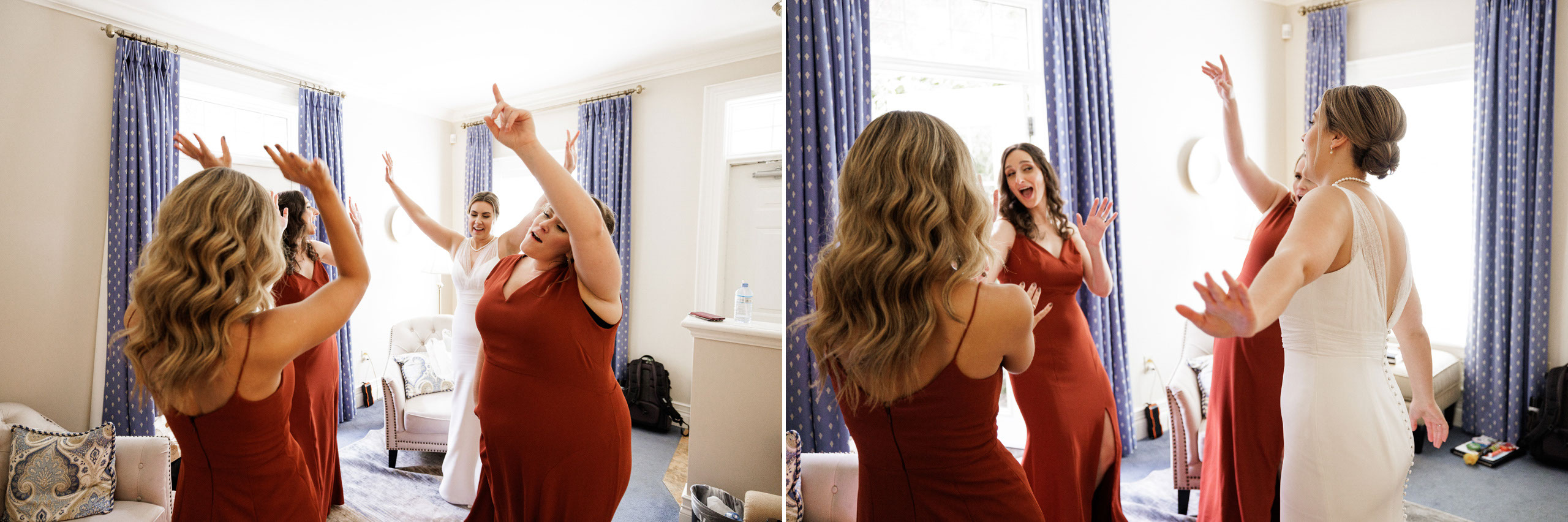 bridesmaids dancing wedding getting ready photography afterglow