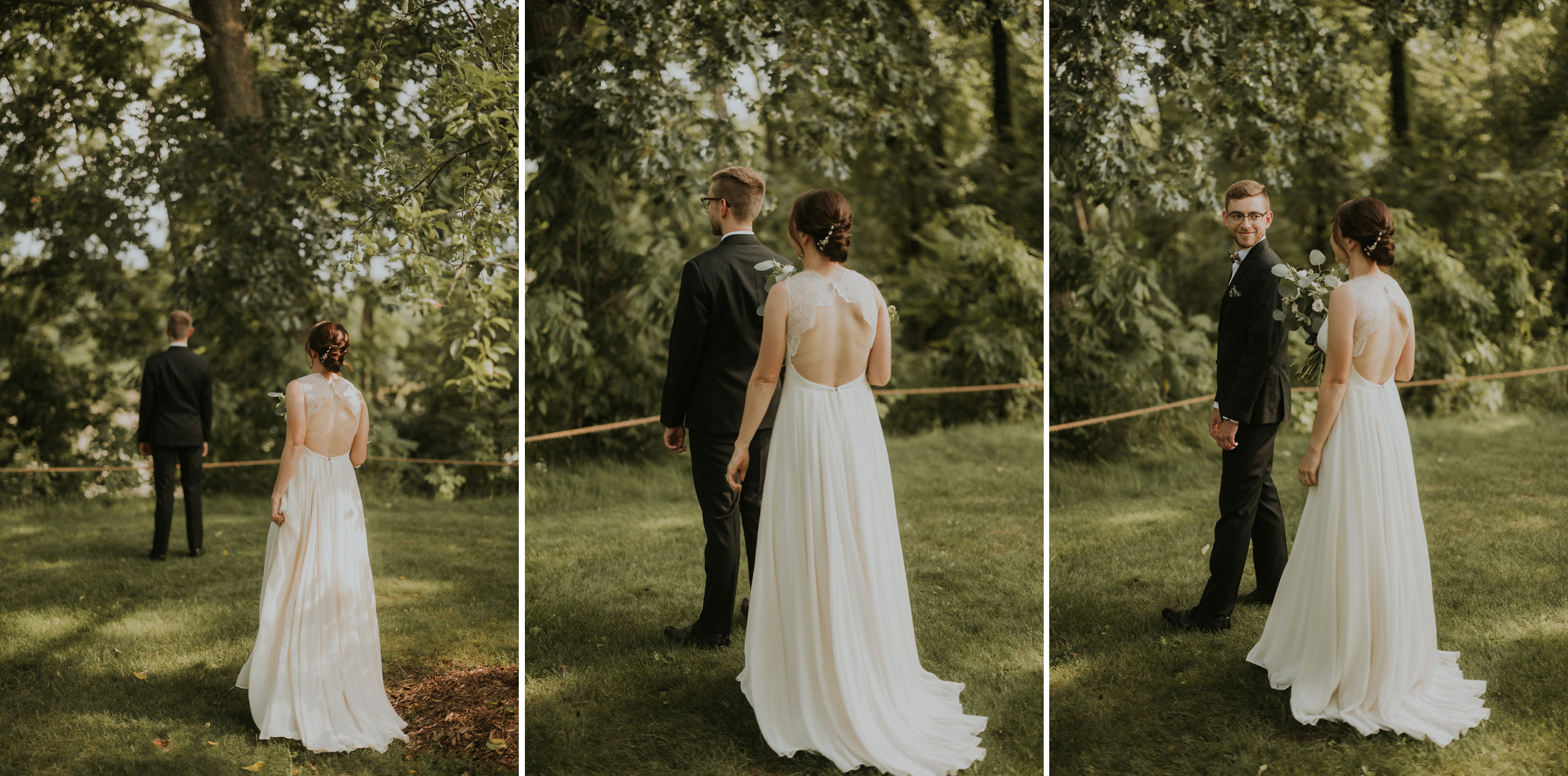 first look orchard vineland wedding bride groom afterglow images