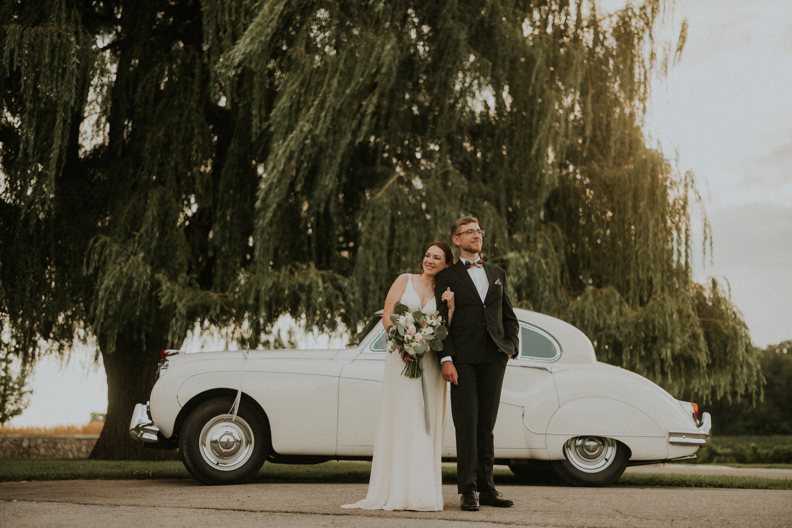 bride groom portrait rolls royce car willow tree vineland estate