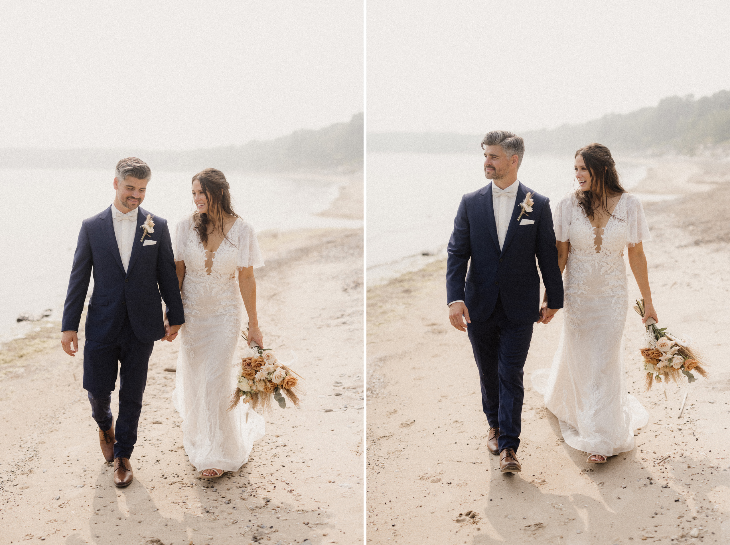 romantic beach wedding bride groom port colborne lake erie after