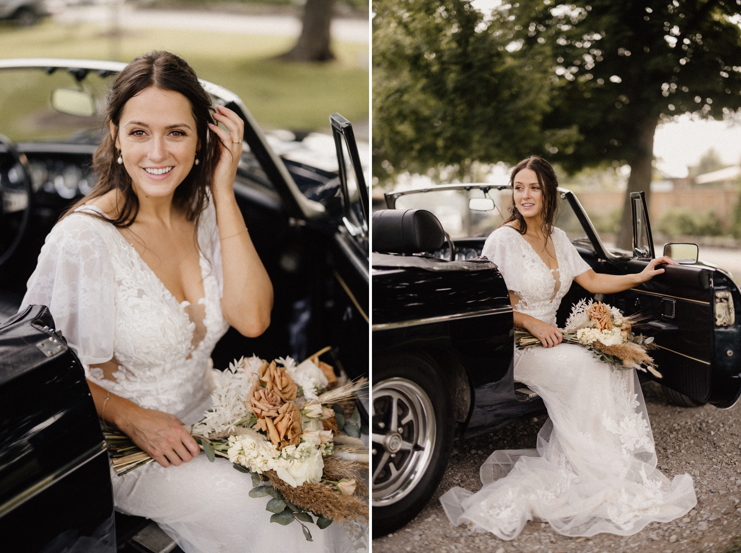 classic car bride groom wedding photographer afterglow maple mea