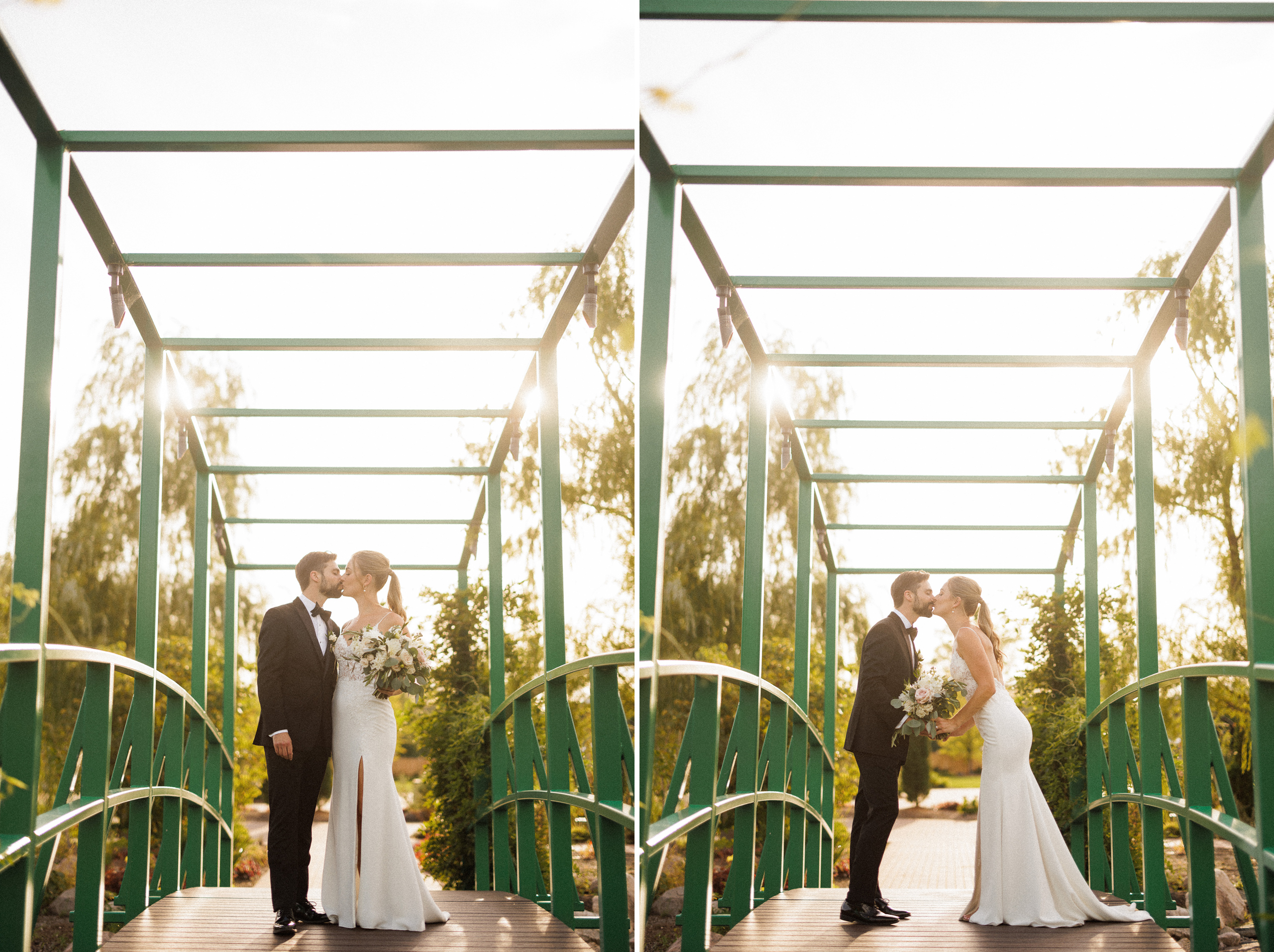 bride groom bridge gardens Pont de Monet pillar and post NOTL wedding