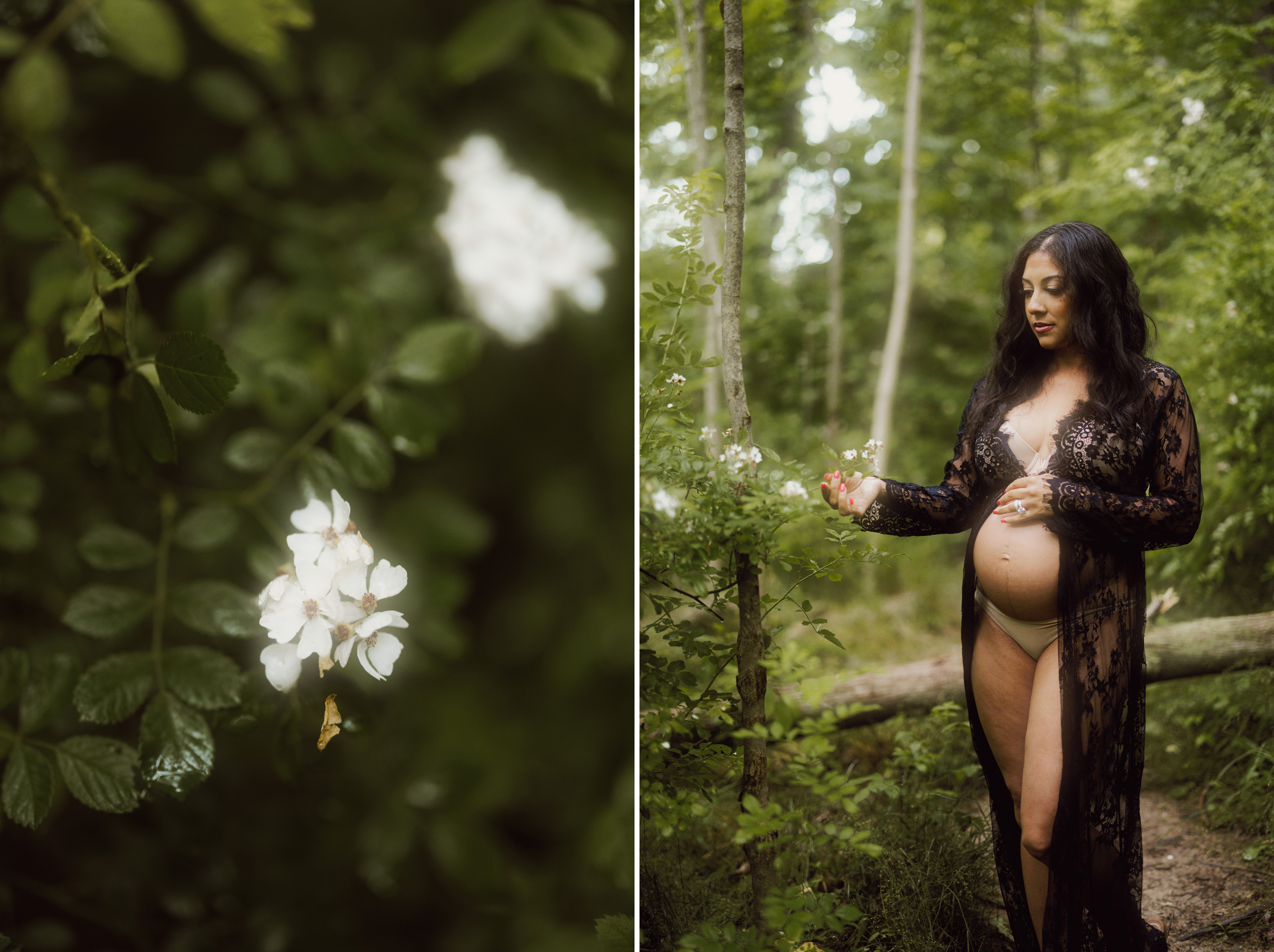 maternity boudoir forest black lace niagara