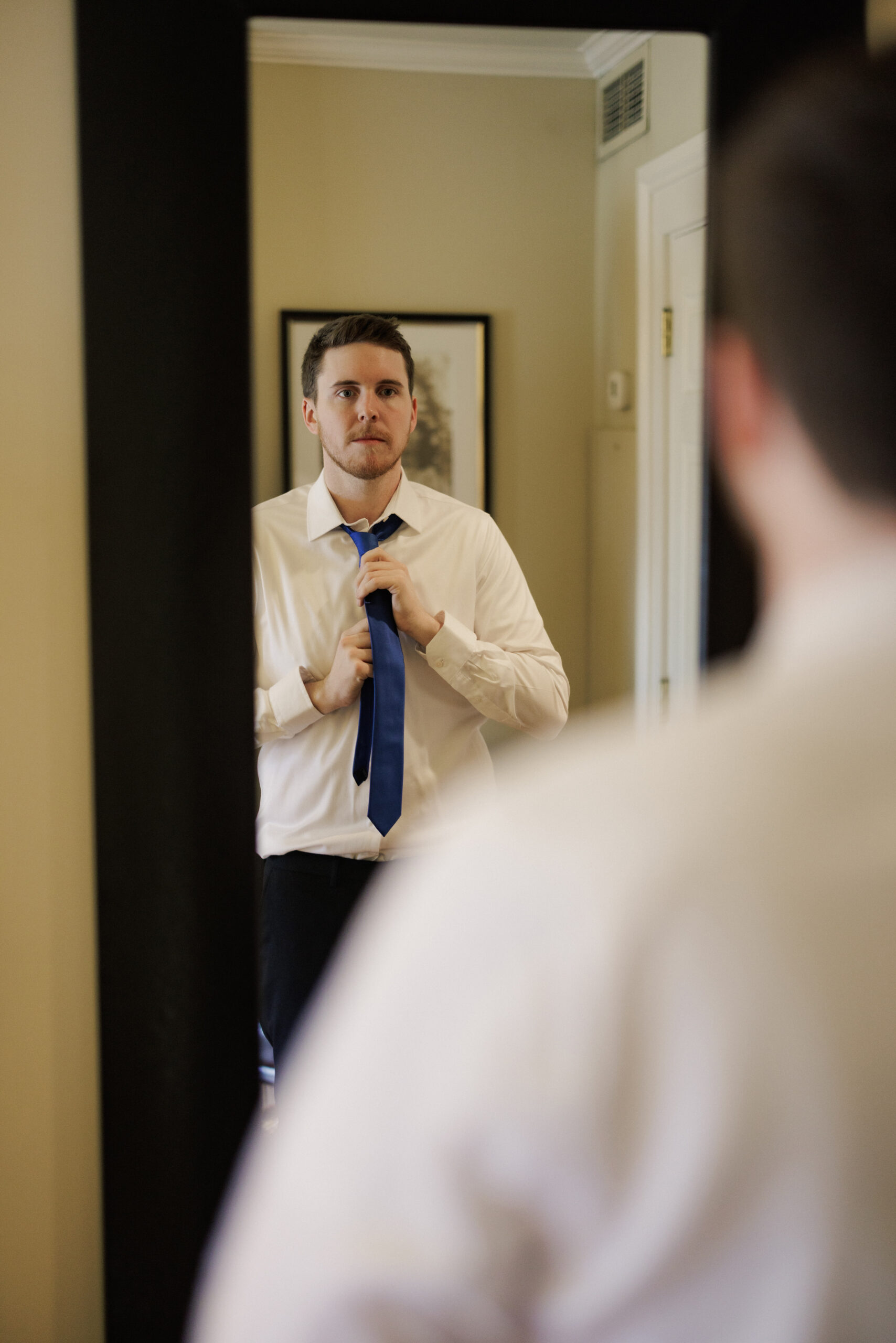 groom getting ready oban inn wedding niagara on the lake