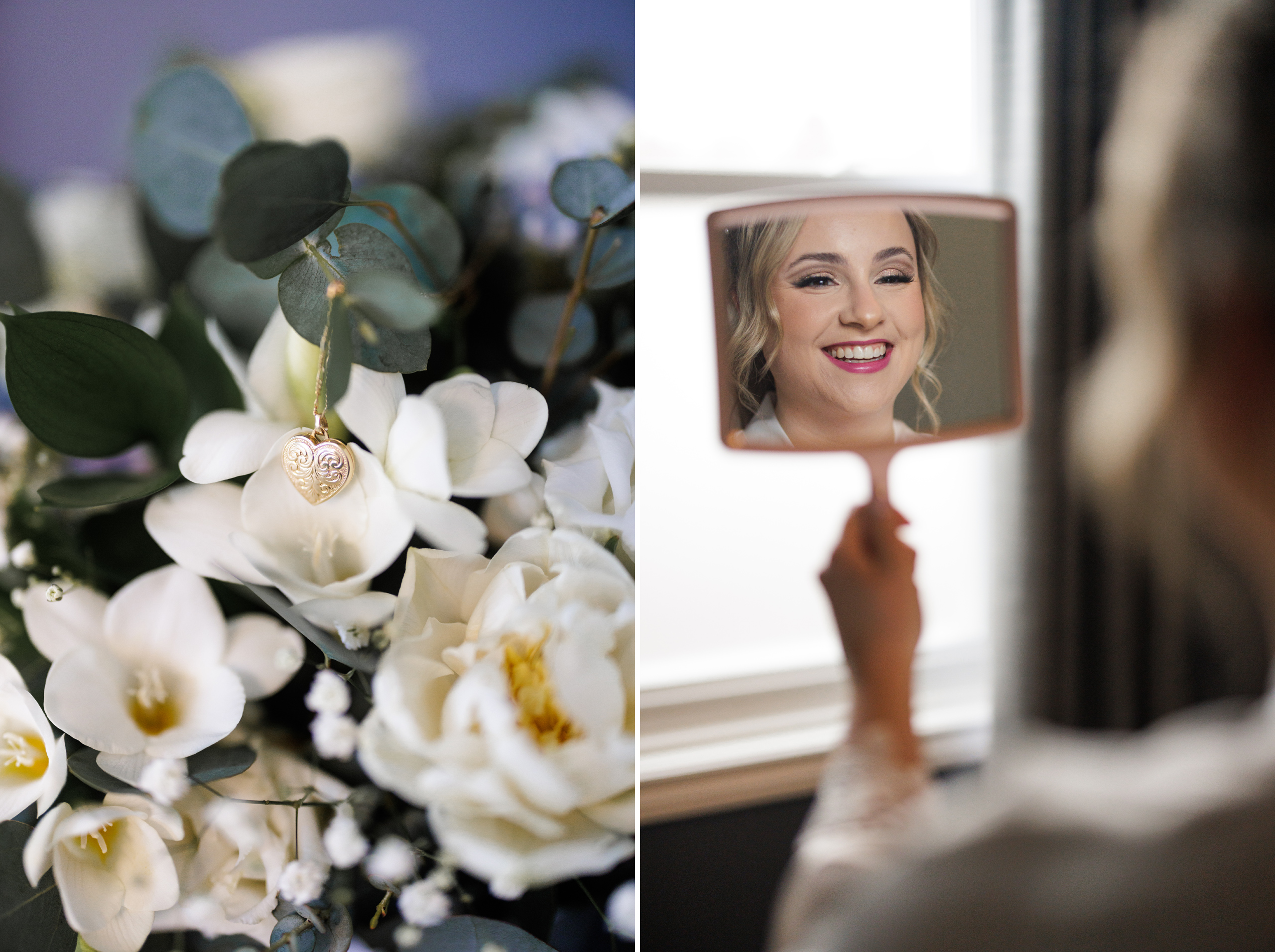 lockette on bouquet bridal makeup mirror artistry by vic