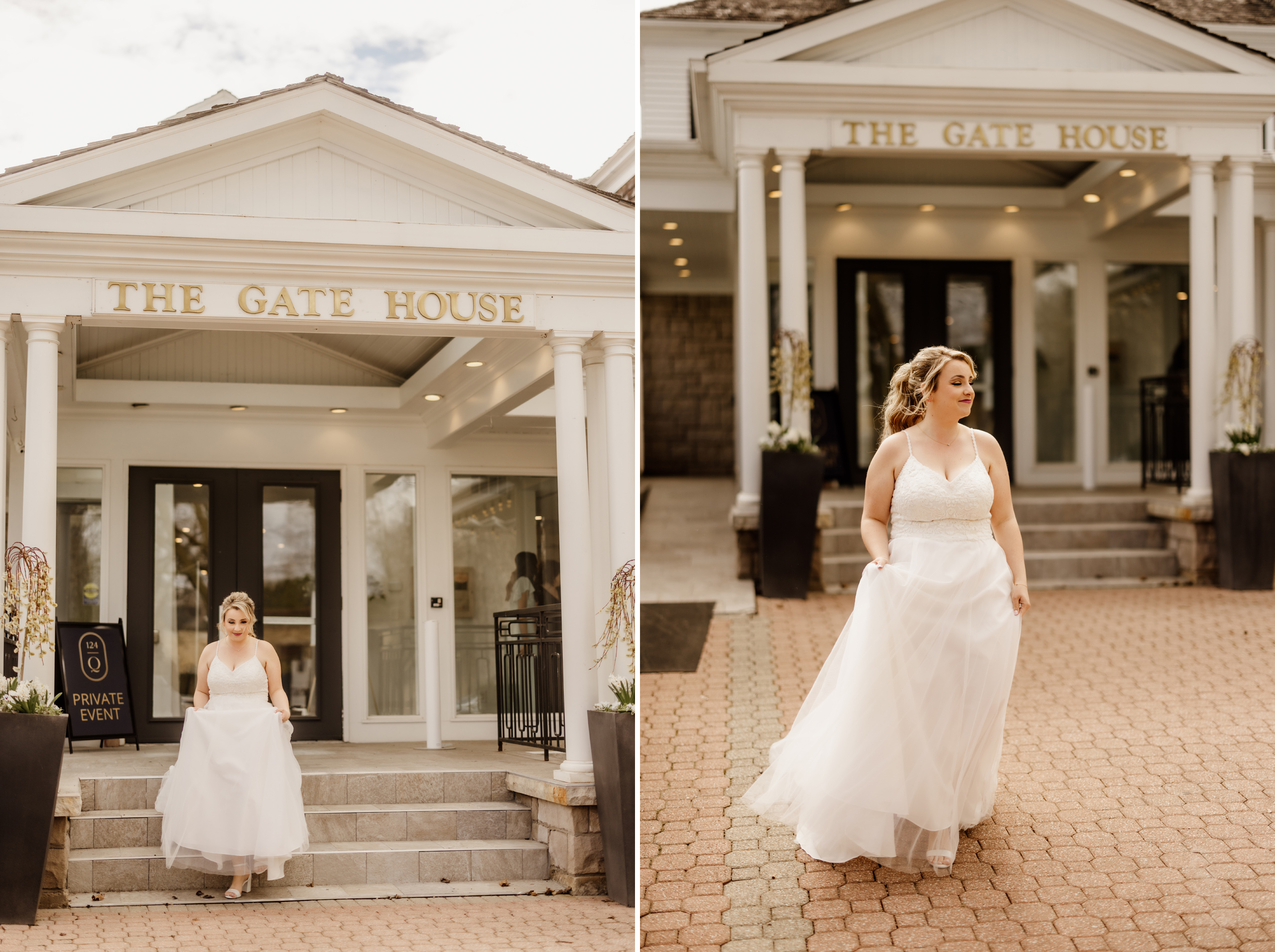 bride in front of gate house niagara on the lake wedding photogr