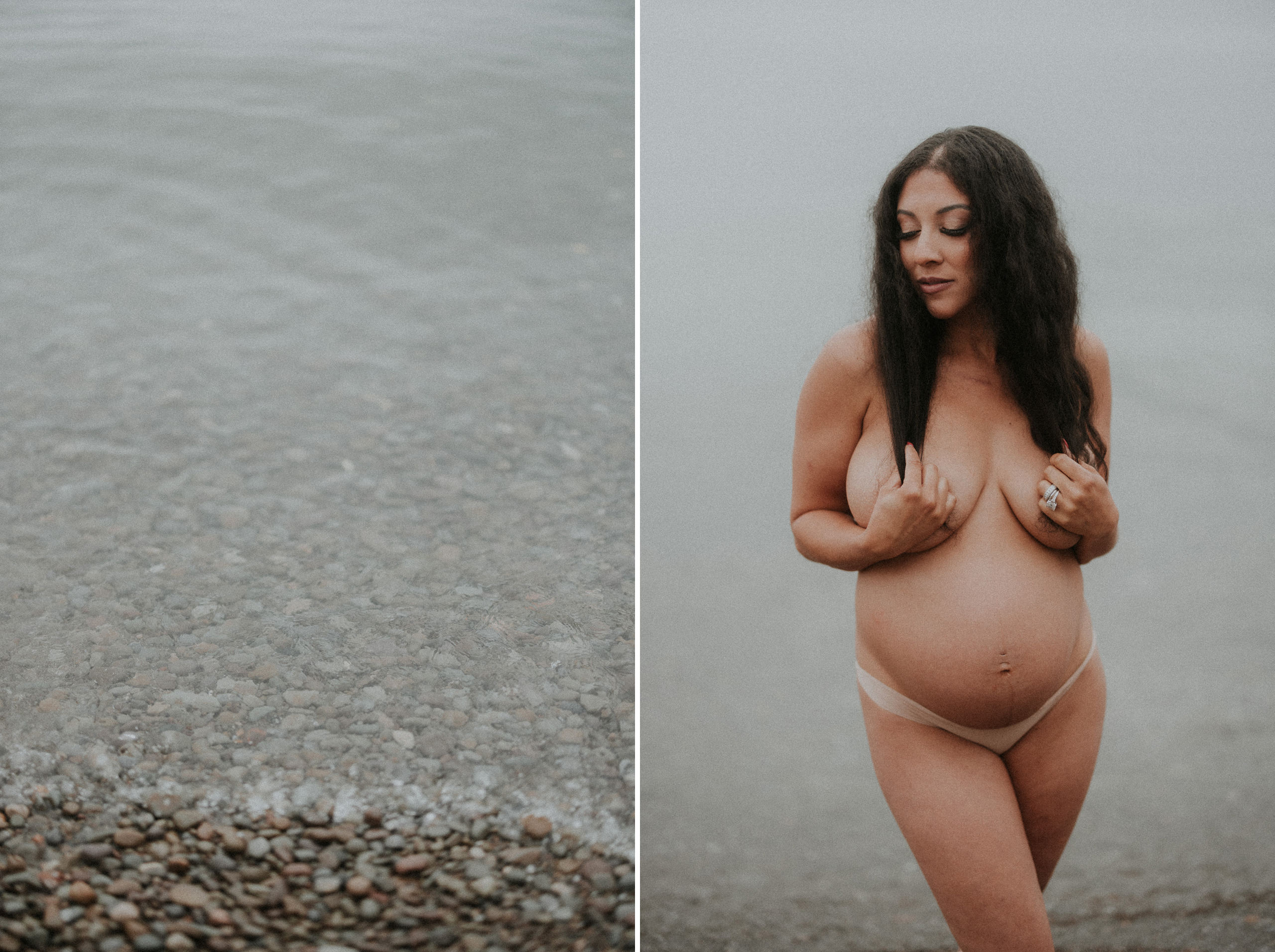 pregnant nude beach maternity session niagara film photography