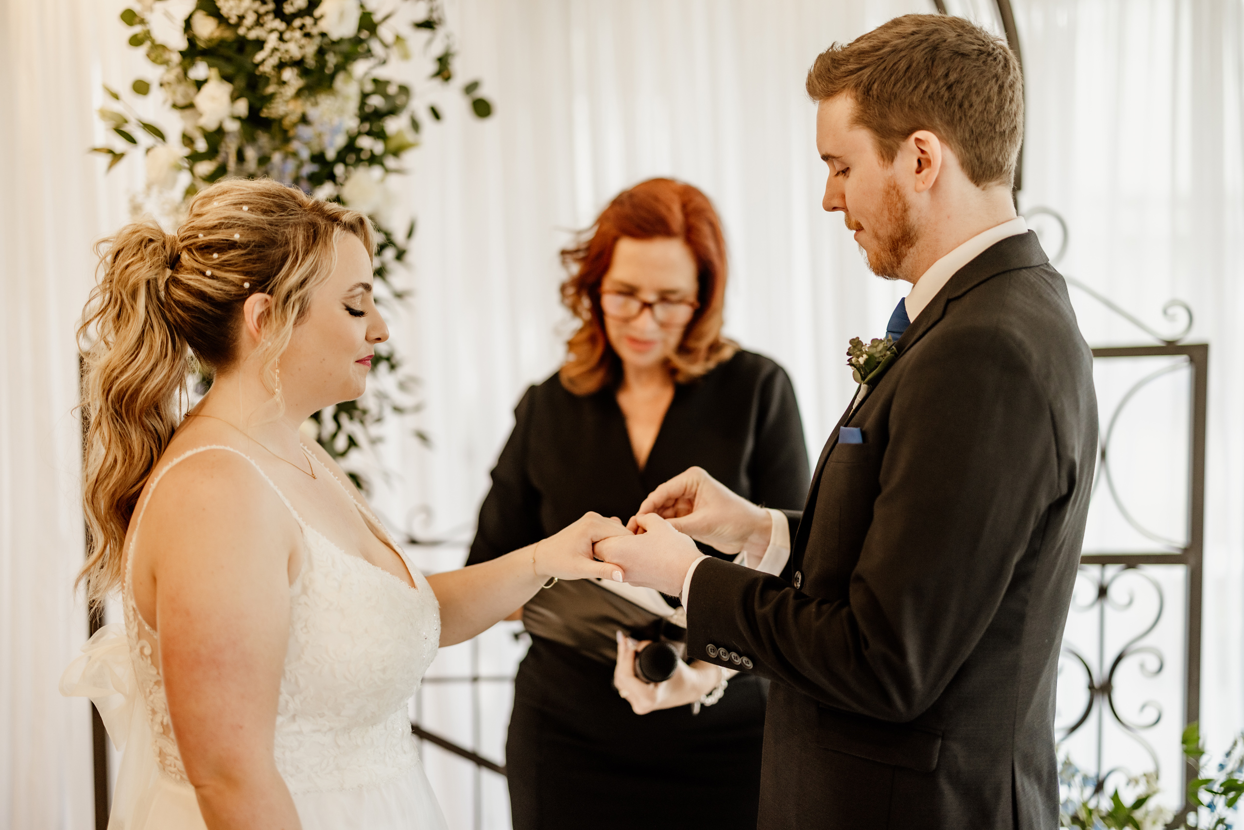 ring exchange indoor wedding ceremony gate house niagara on the