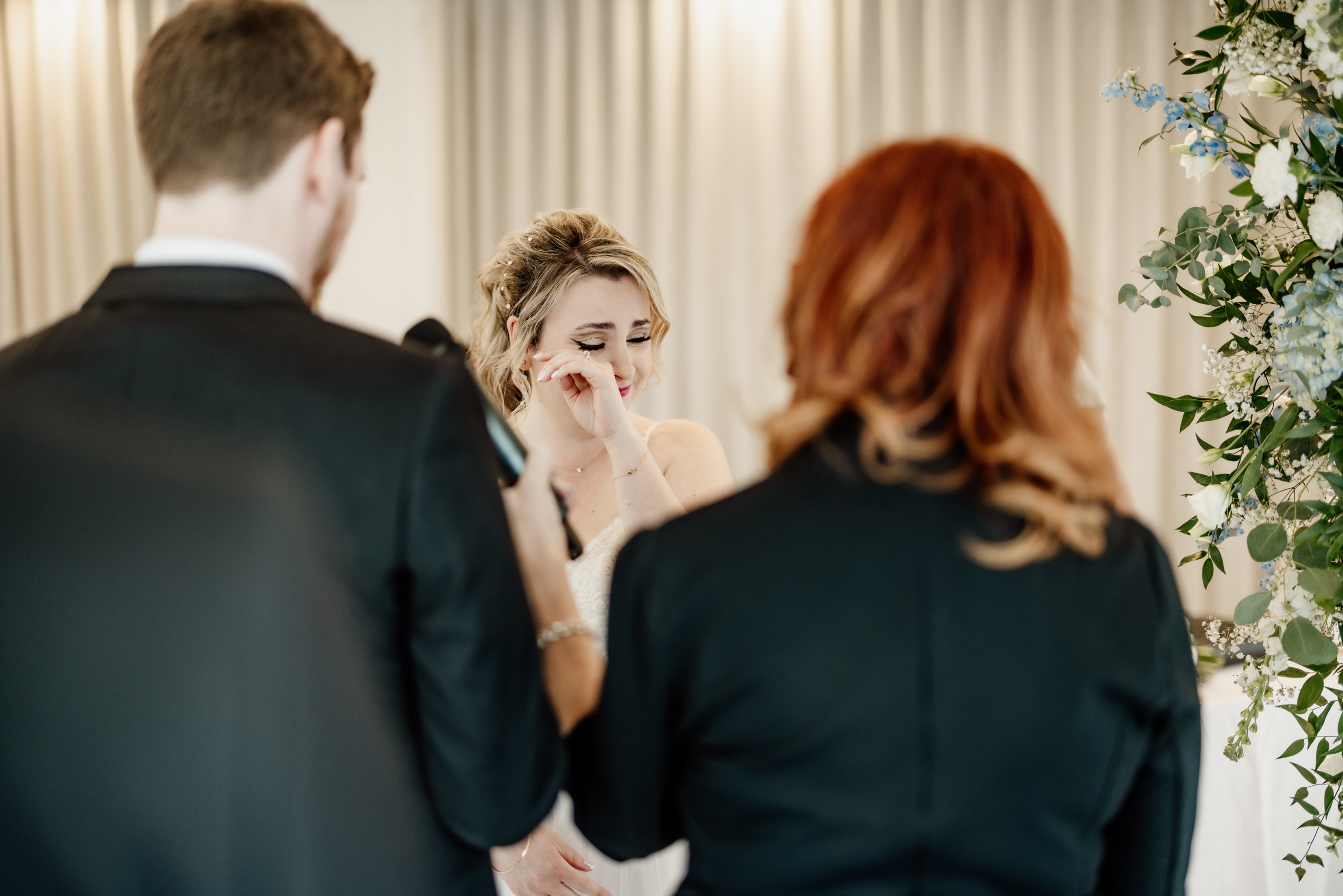 emotional bride wedding ceremony gate house wedding photographer