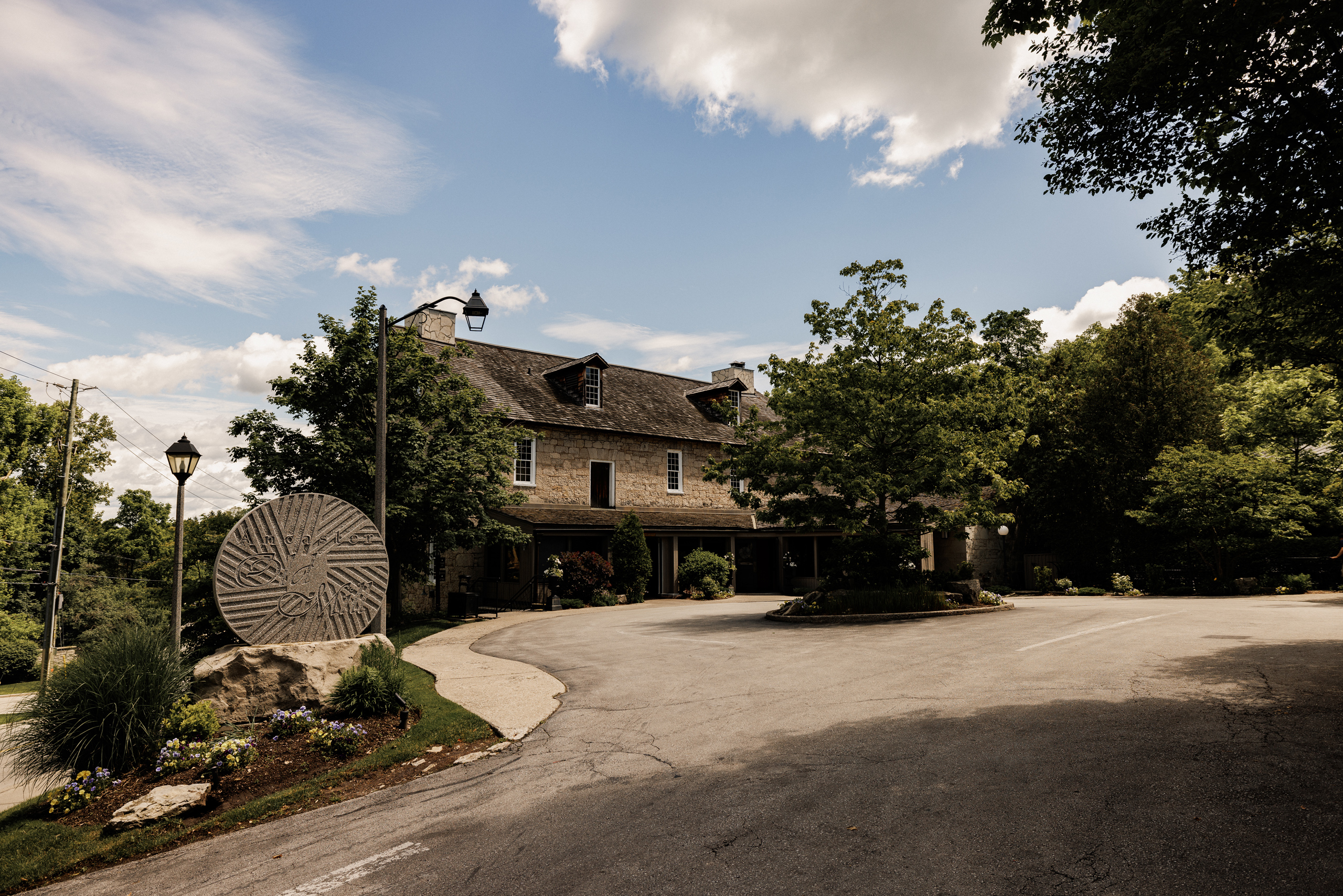 Ancaster Mill main building and parking