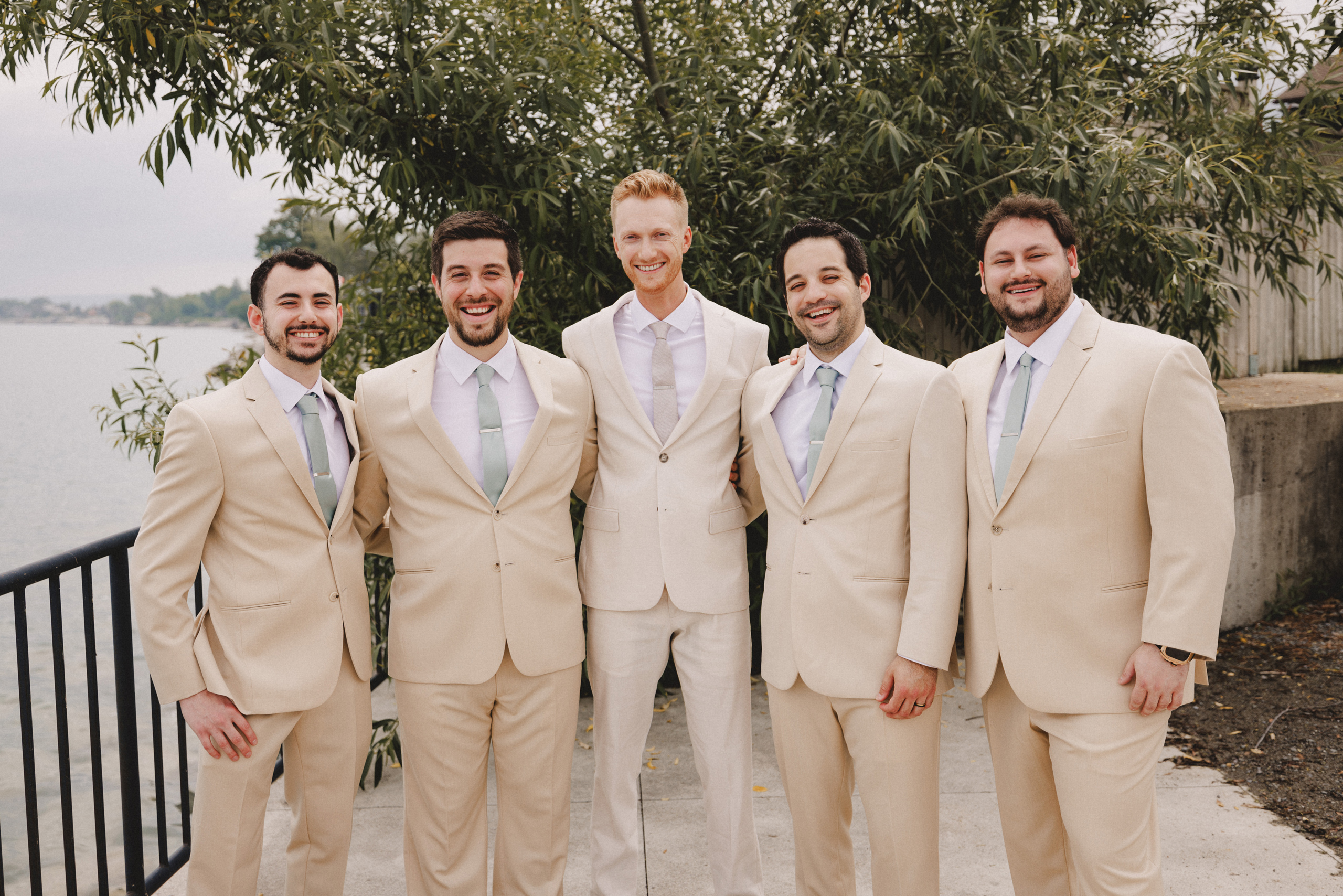 groomsmen prep tan suit niagara wedding