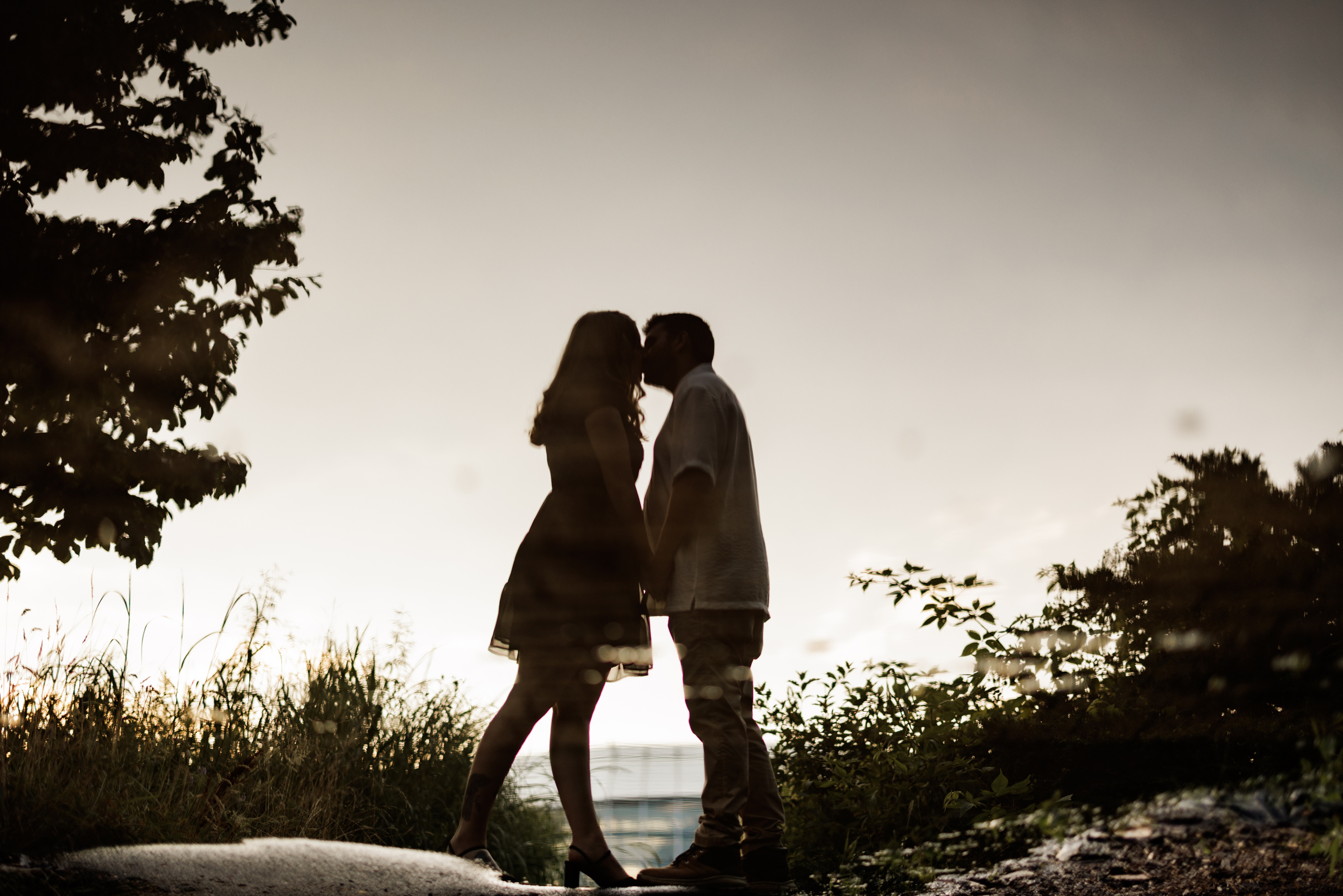 cute couple engagement session reflection water symmetry photogr