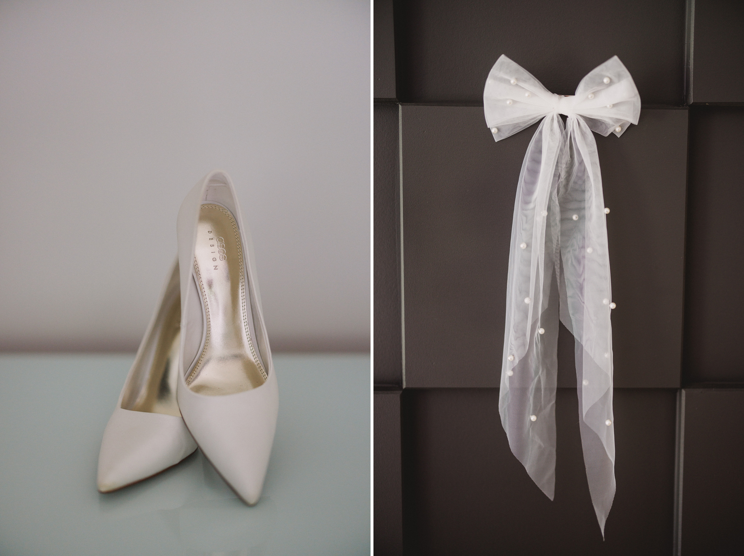 bridal shoes and bowtie veil niagara wedding