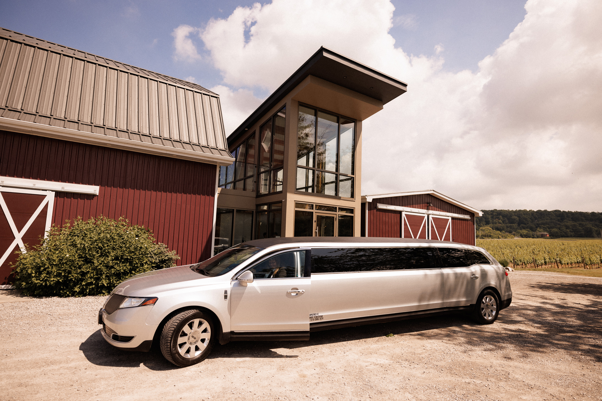 limo at barns at cave spring vineyard