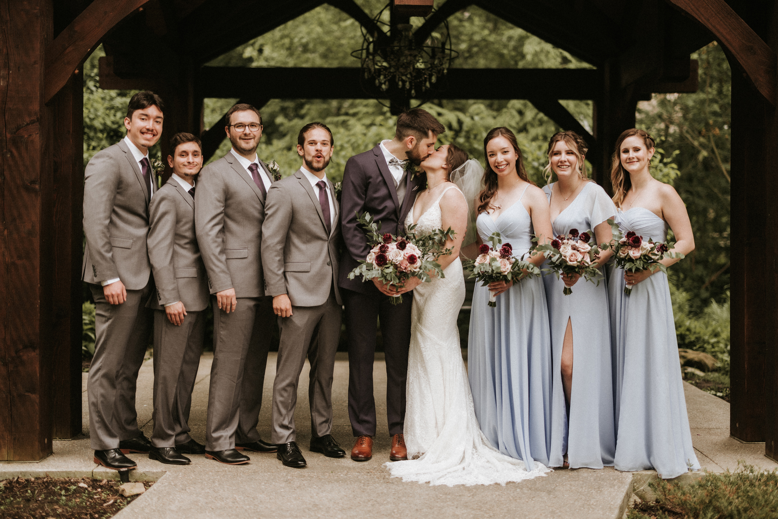 wedding party ancaster mill summer forest