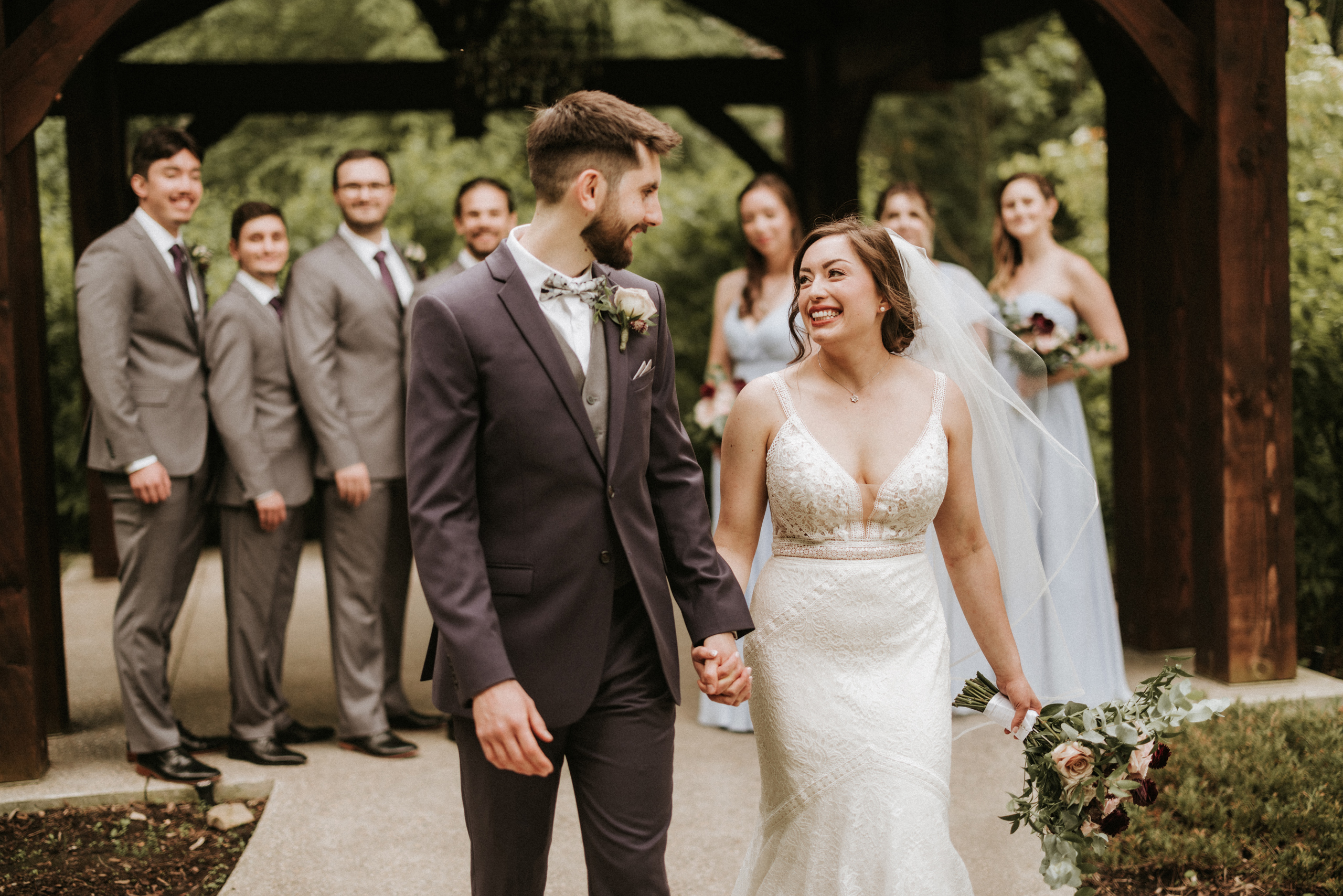 wedding party ancaster mill summer forest