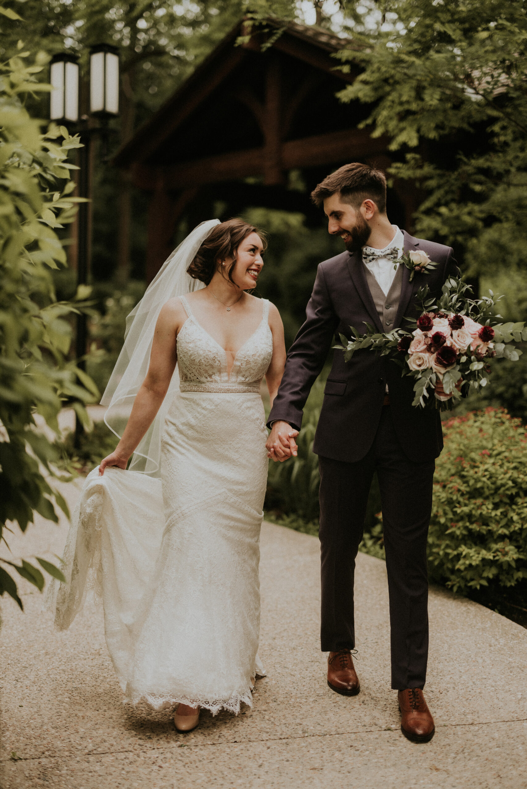 bride groom forest trail ancaster mill wedding romantic