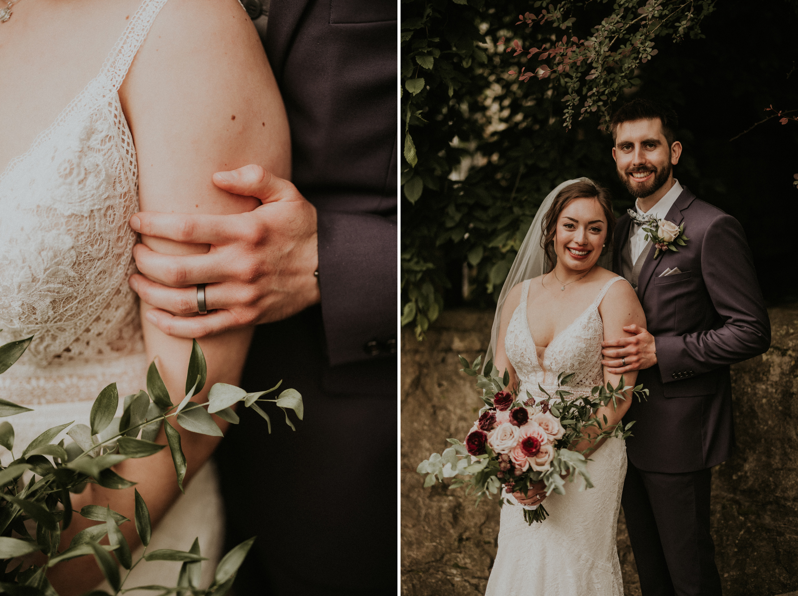 romantic wedding photography ancaster mill summer rain