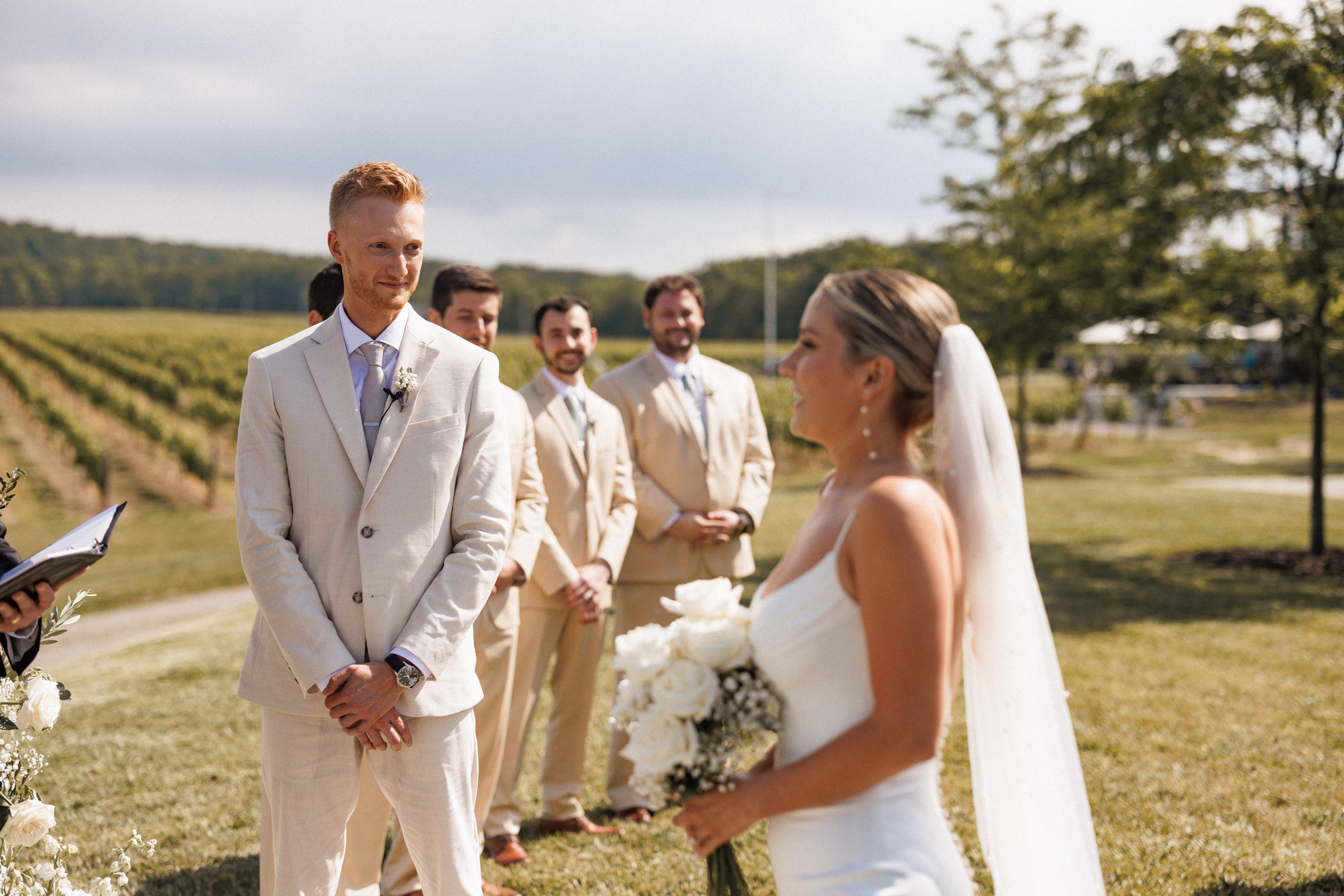 outdoor ceremony summer cave spring vineyard wedding afterglow