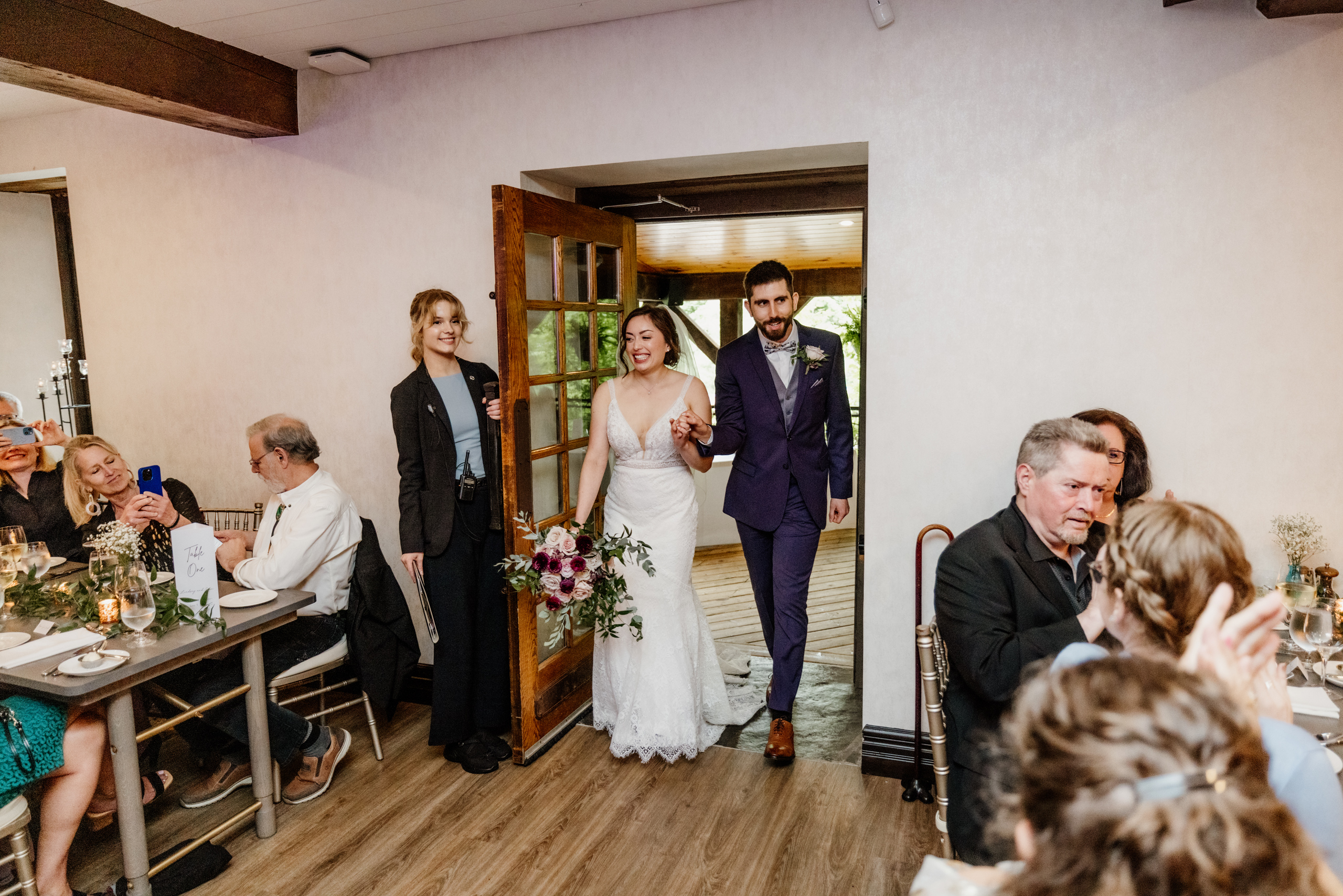 bride groom enter room ancaster mill