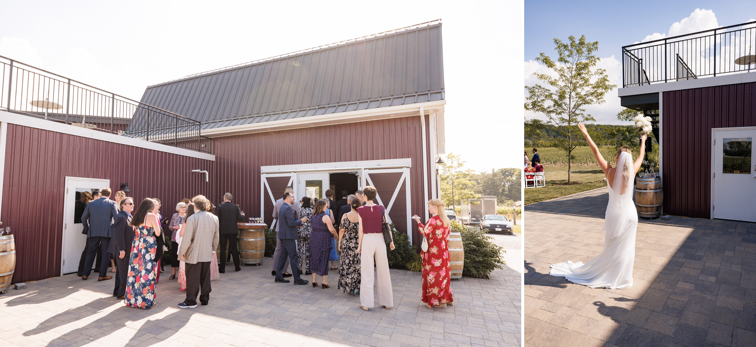 cocktail hour patio cave spring vineyard barn wedding vineland