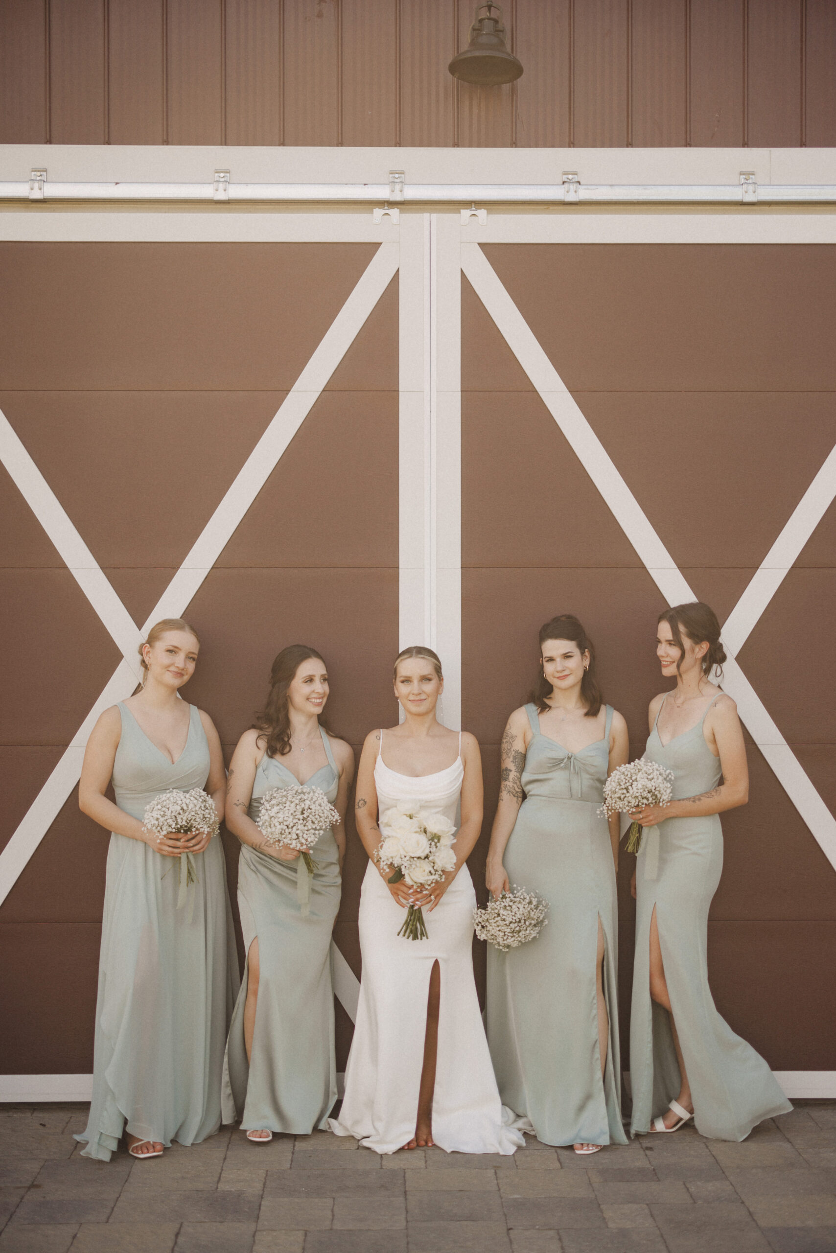 bridesmaids and bride barn cave spring wedding summer afterglow