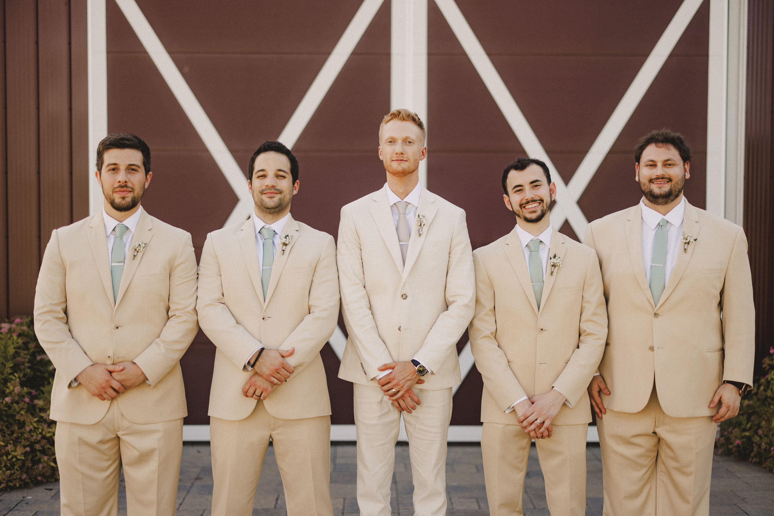 groom and groomsmen summer wedding cave spring vineyard afterglo