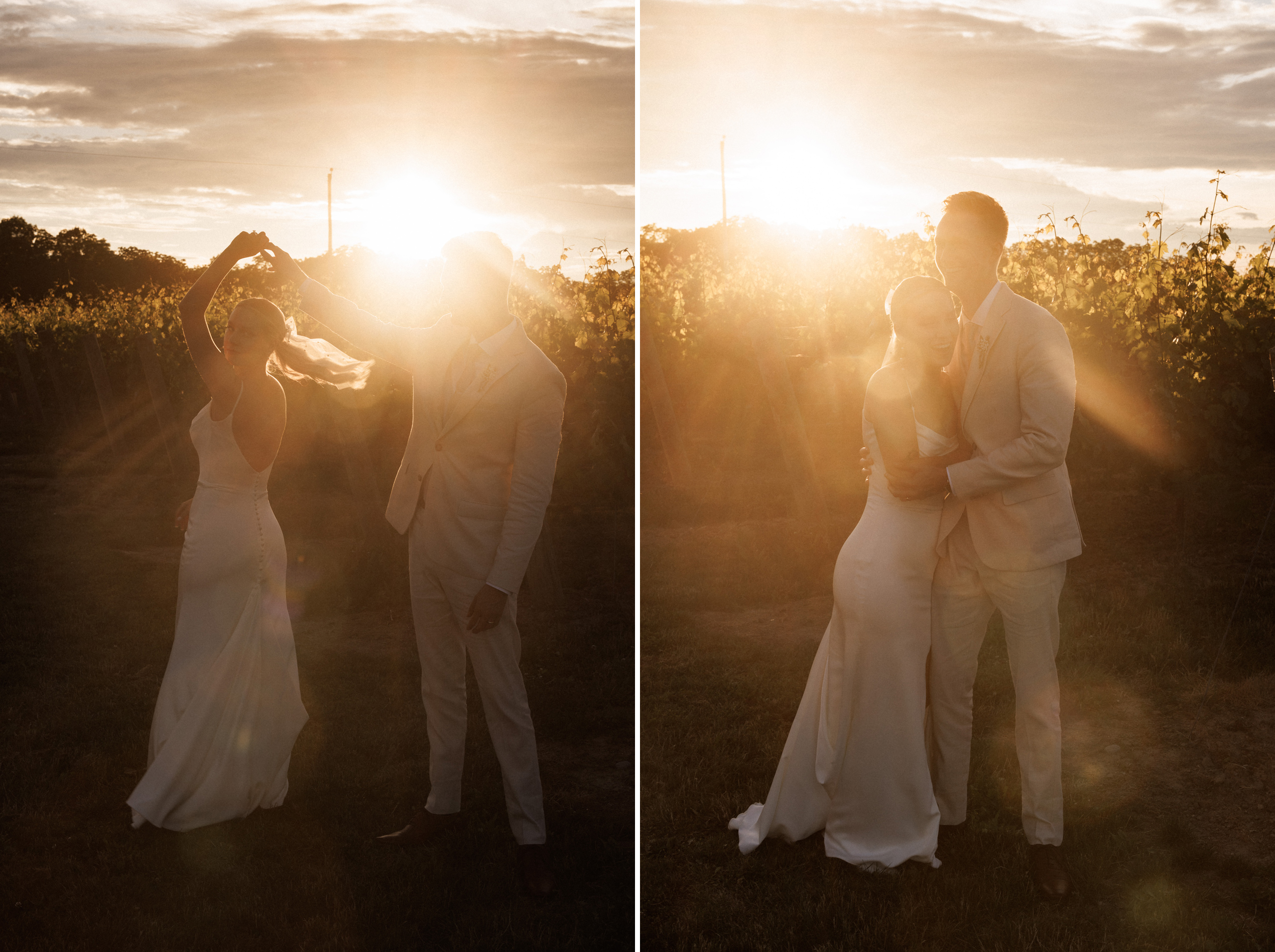 sunset photos bride groom cave spring vineyard summer wedding