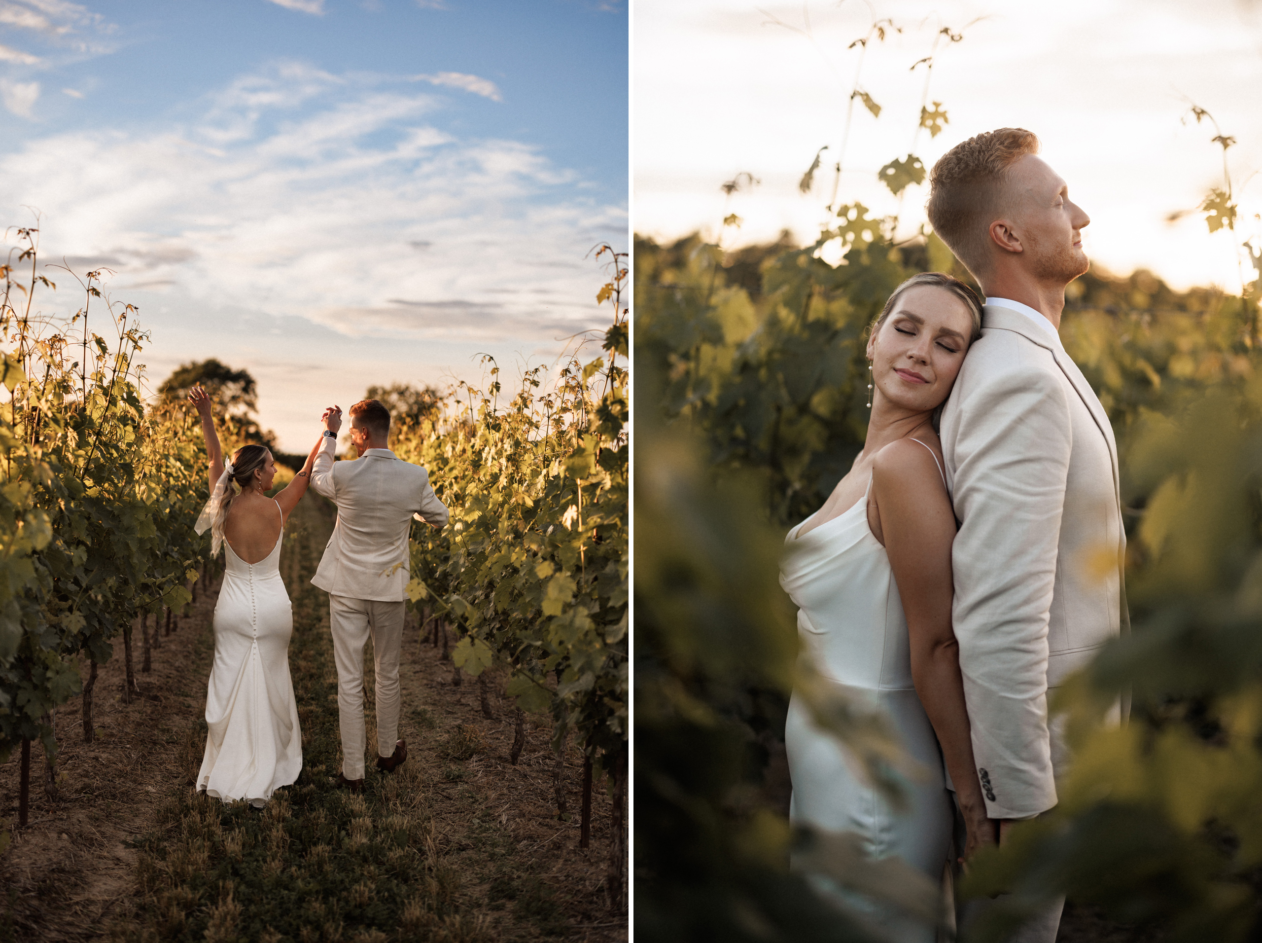 sunset in the vineyard summer wedding cave spring