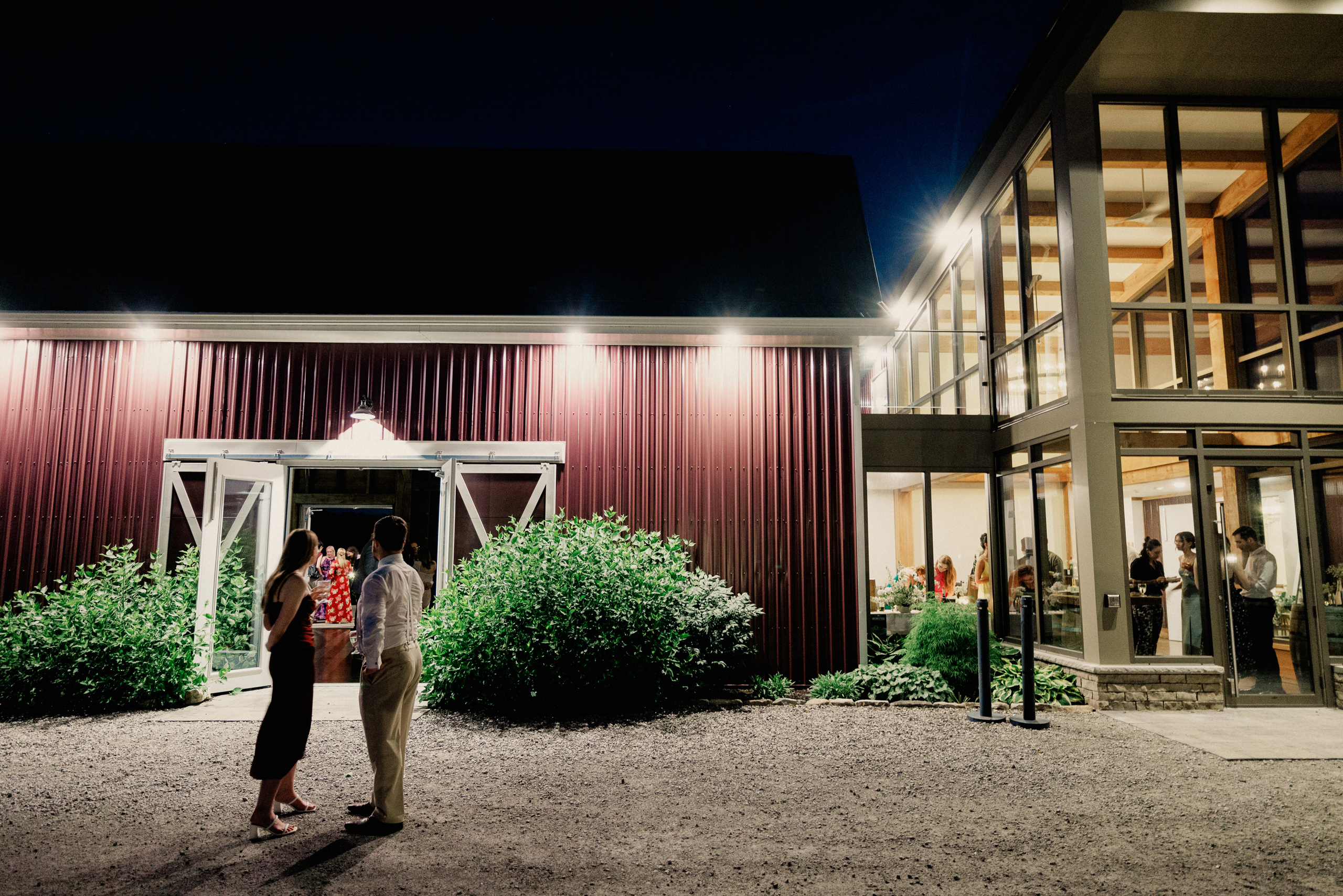 night time around the barn wedding cave spring vineyard