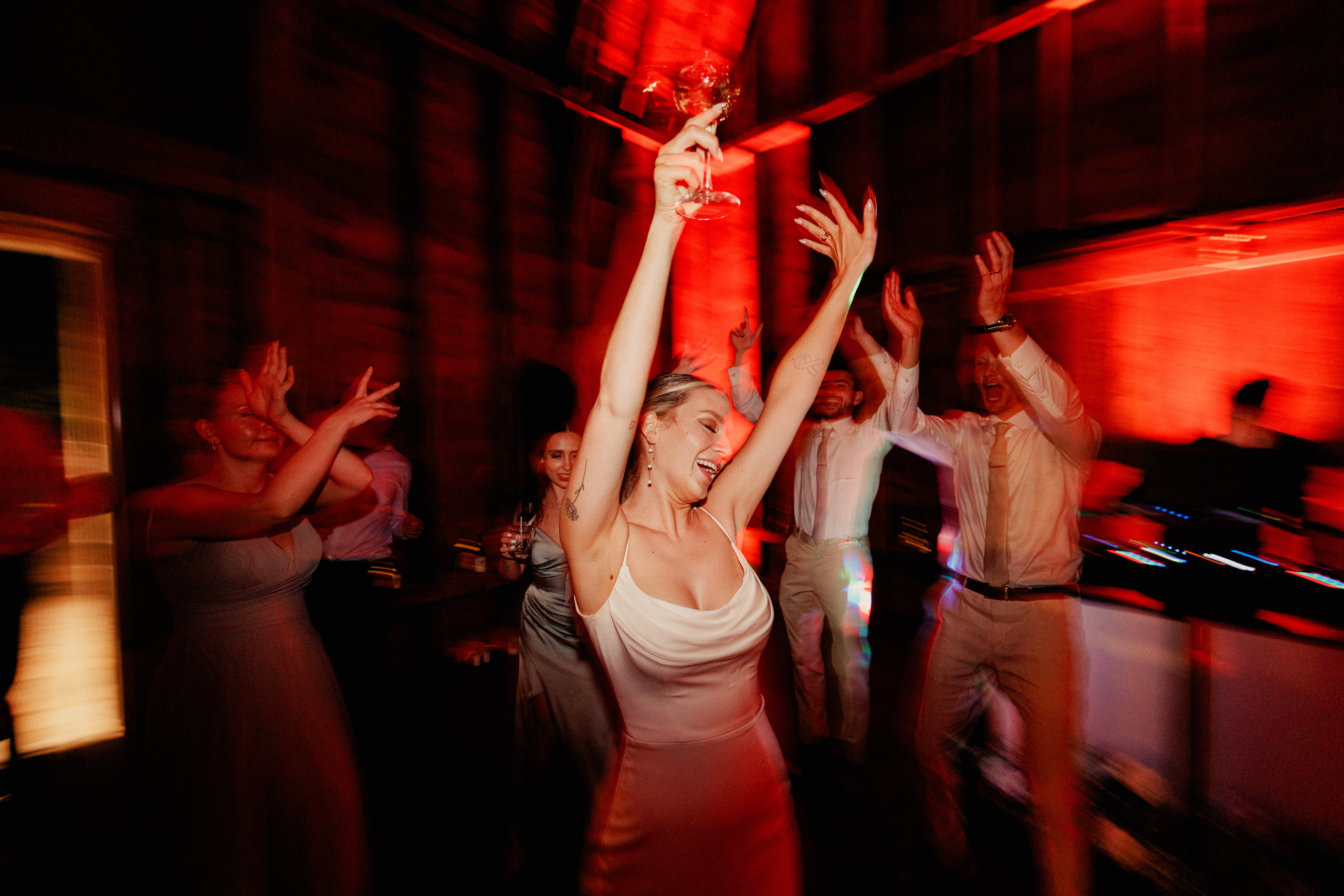 party dancing barn wedding cave spring vineyard afterglow images