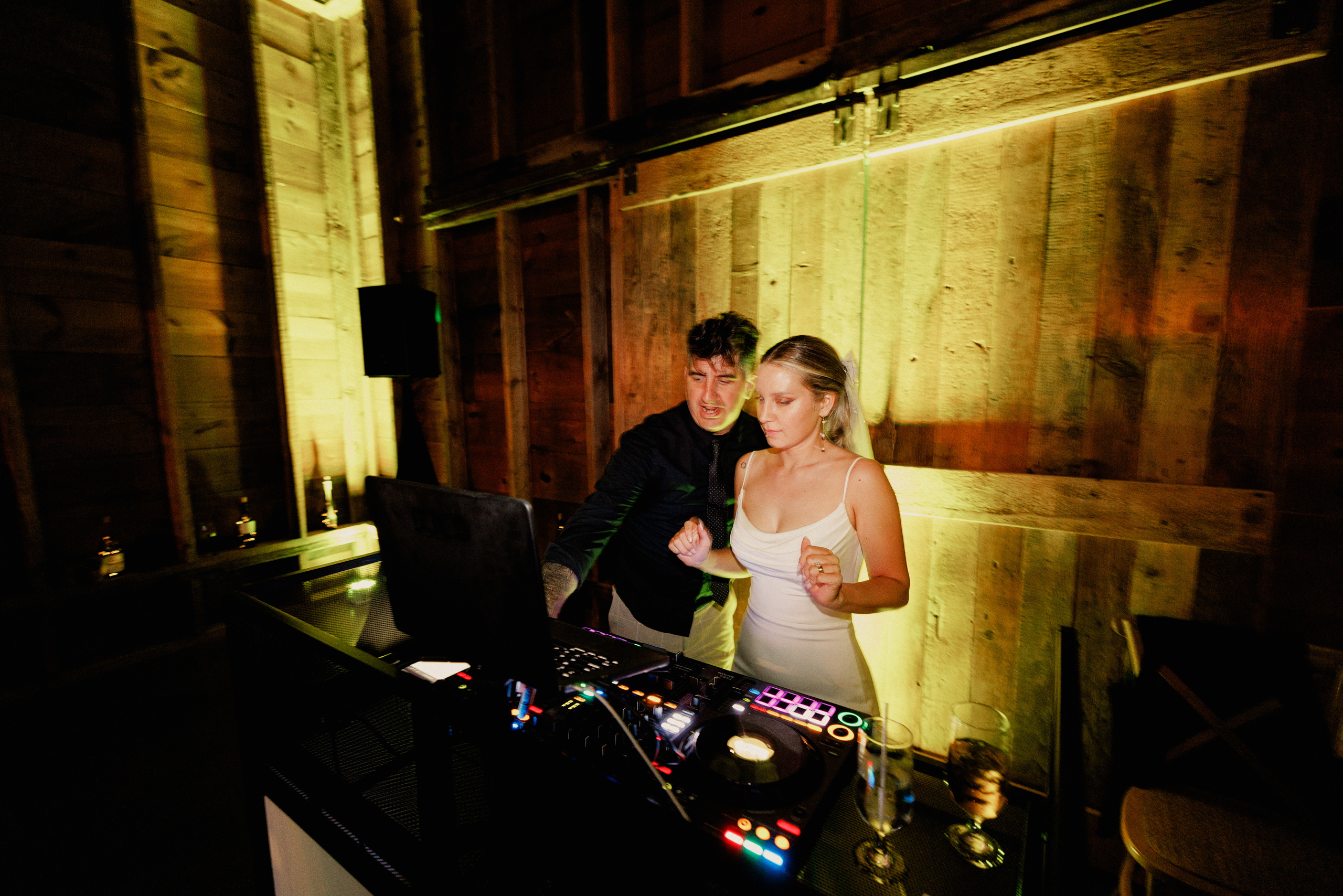 bride is a wedding DJ cave spring vineyard