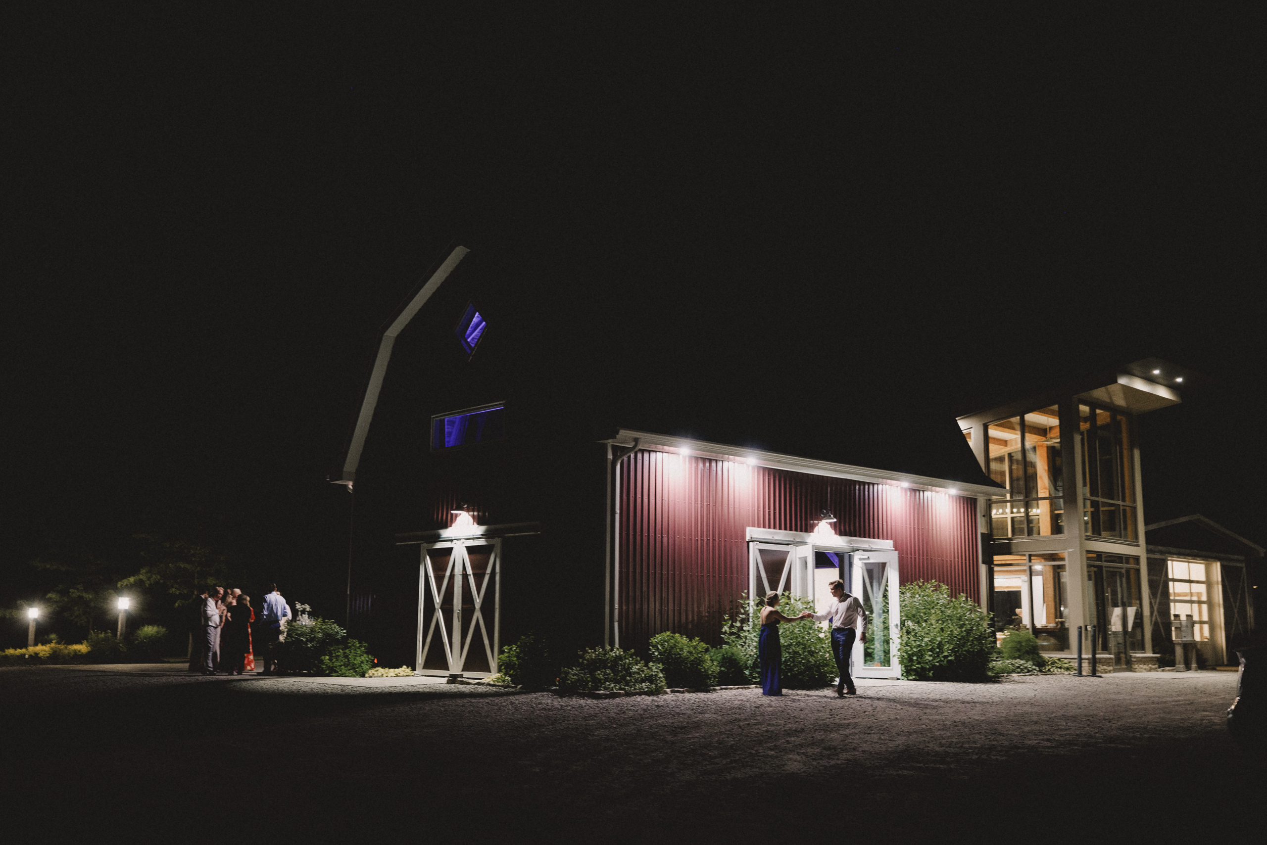 cave spring barn at night wedding afterglow images