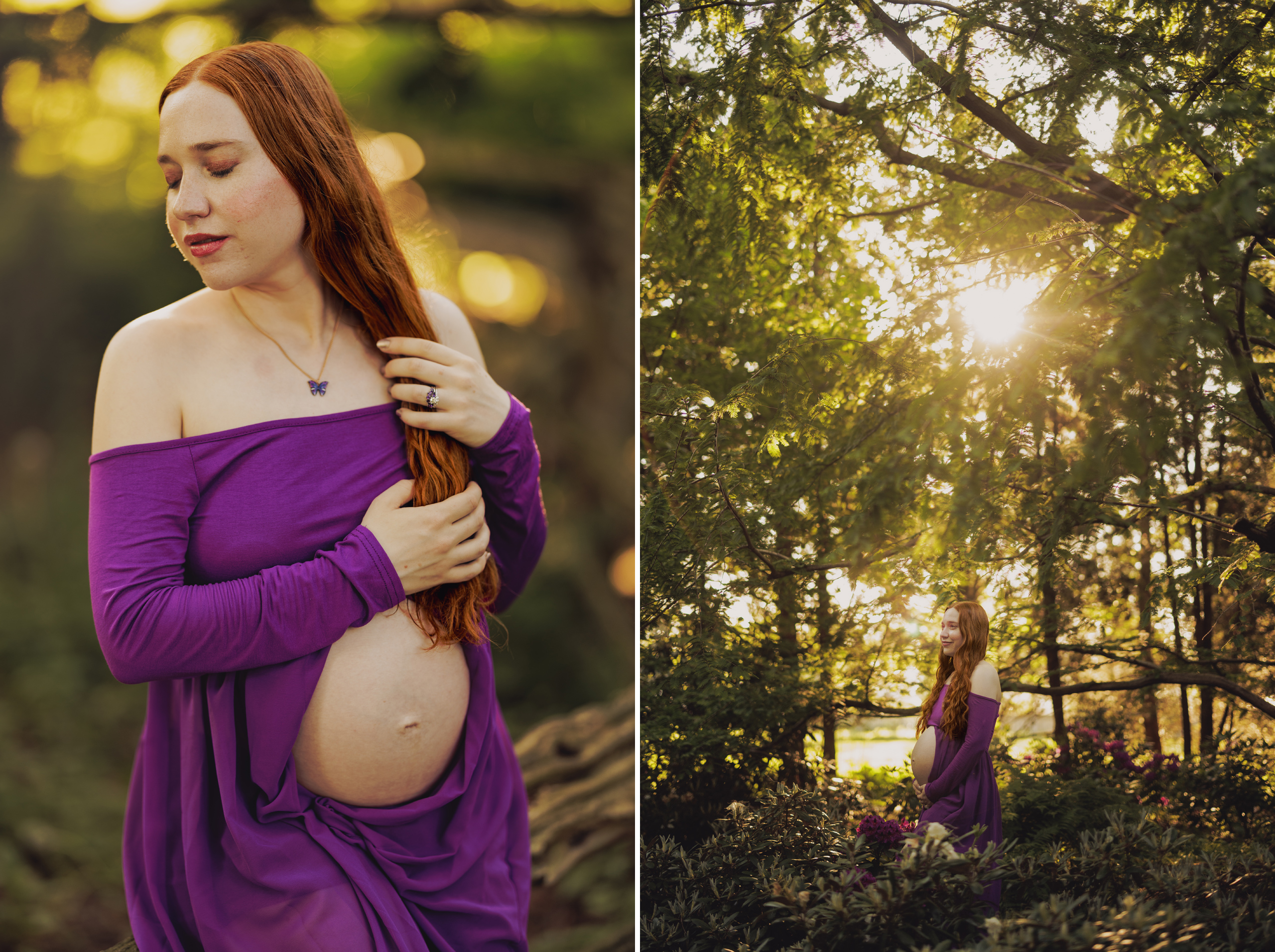 redhead maternity sunset outdoor niagara