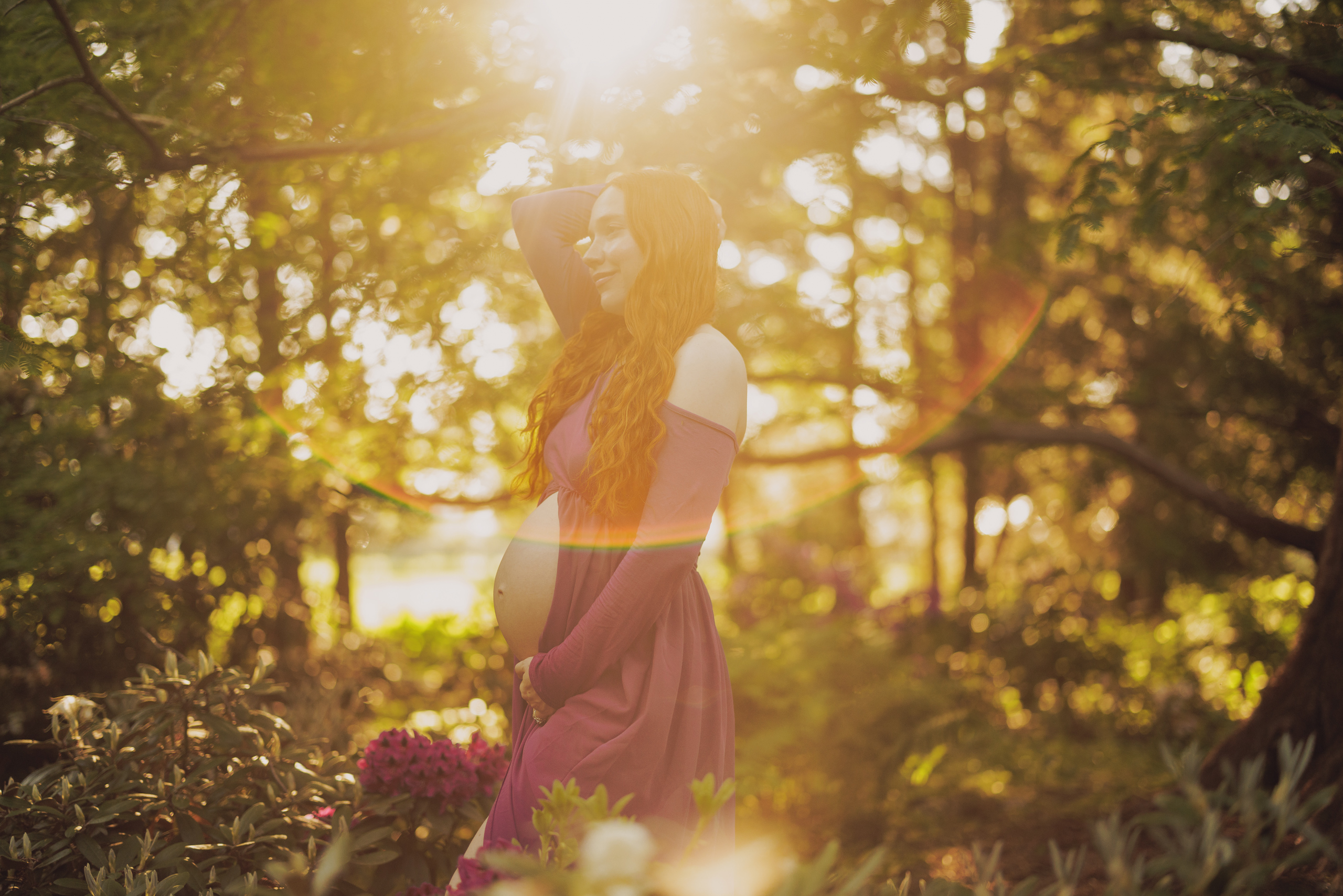 redhead maternity sunset outdoor niagara